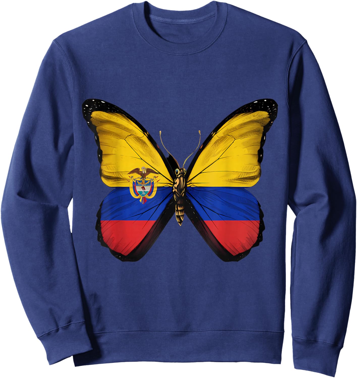 Colombia Flag Butterfly Colombian Roots Colombian Pride Sweatshirt - Sweatshirt | Navy