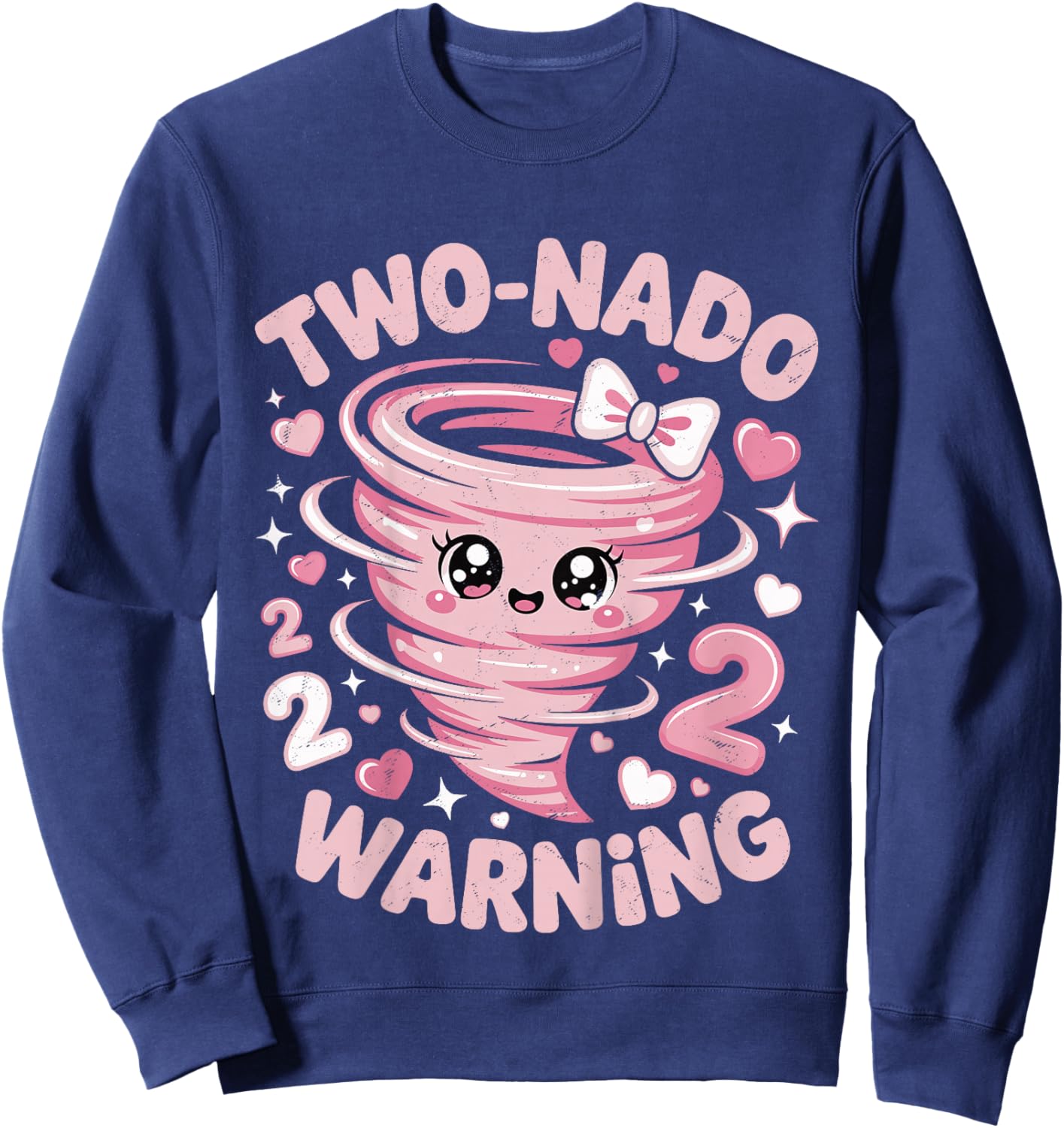 Two Nado Warning Coquette Bow 2nd Birthday 2 Year Old Girls Sweatshirt - Sweatshirt | Navy