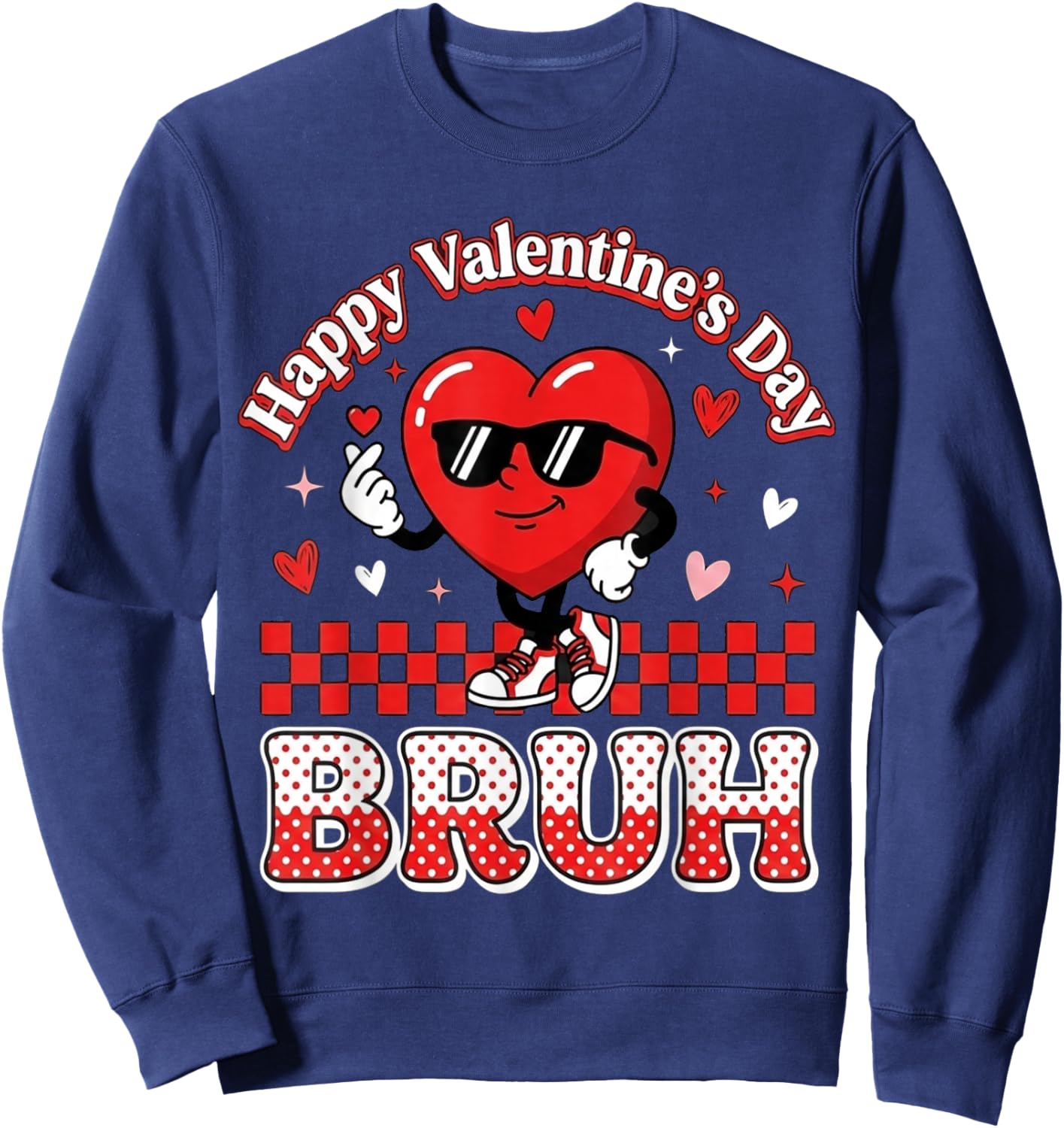Happy Valentines Bruh Valentine Boys Hearts Kids Men Sweatshirt - Sweatshirt | Navy