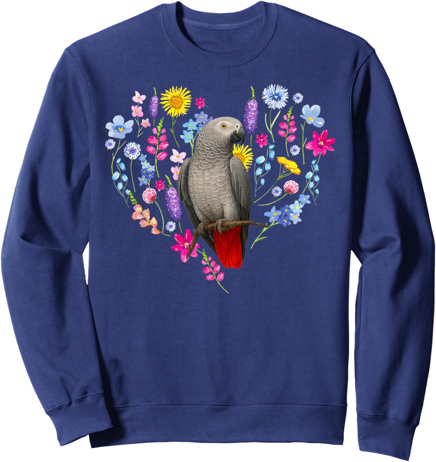 African Grey Owner Flowers African Grey Parrot Lover Sweatshirt - Sweatshirt | Navy