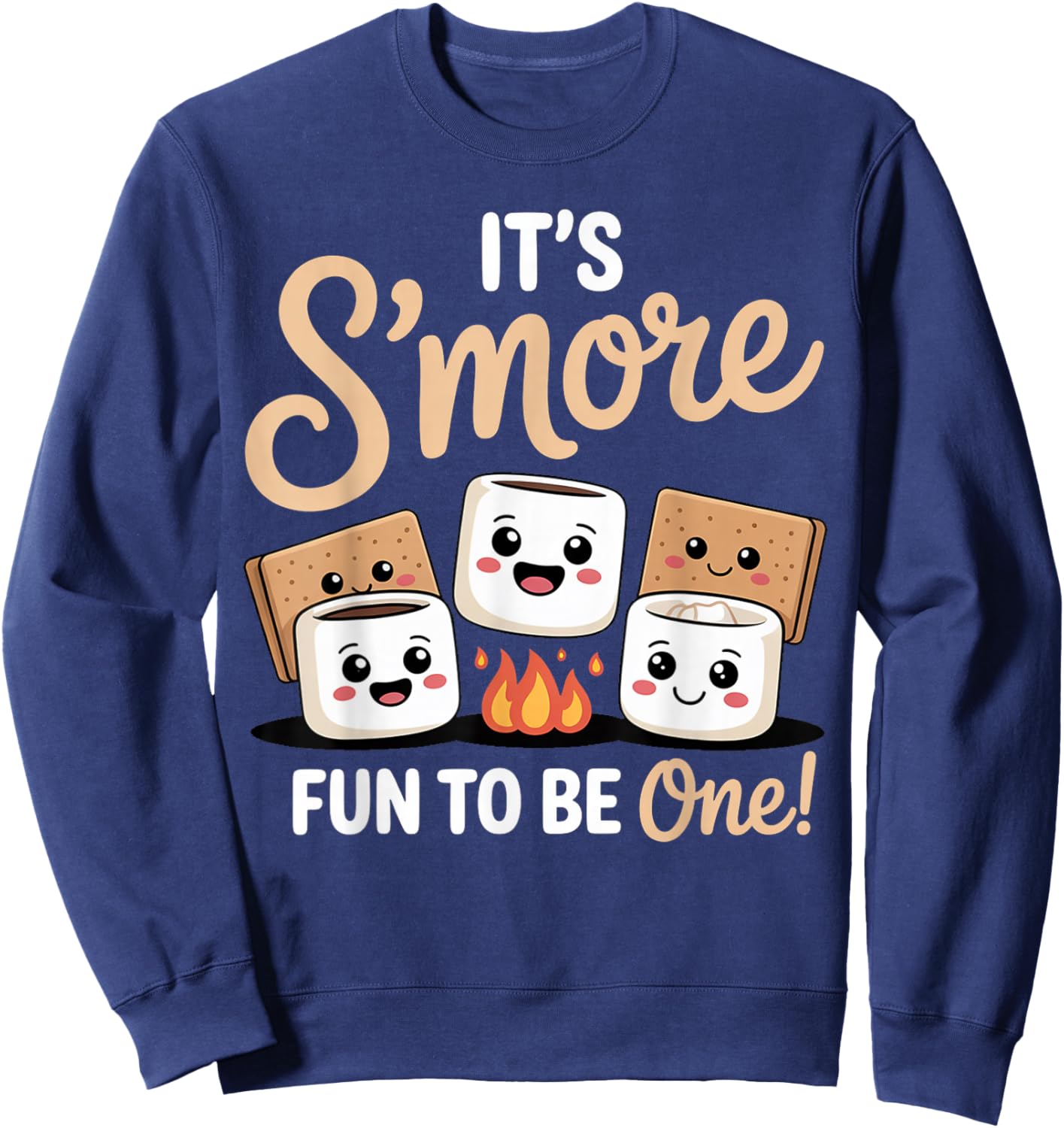 Birthday Campfire Marshmallow It's S'More Fun to Be One 1st Sweatshirt - Sweatshirt | Navy