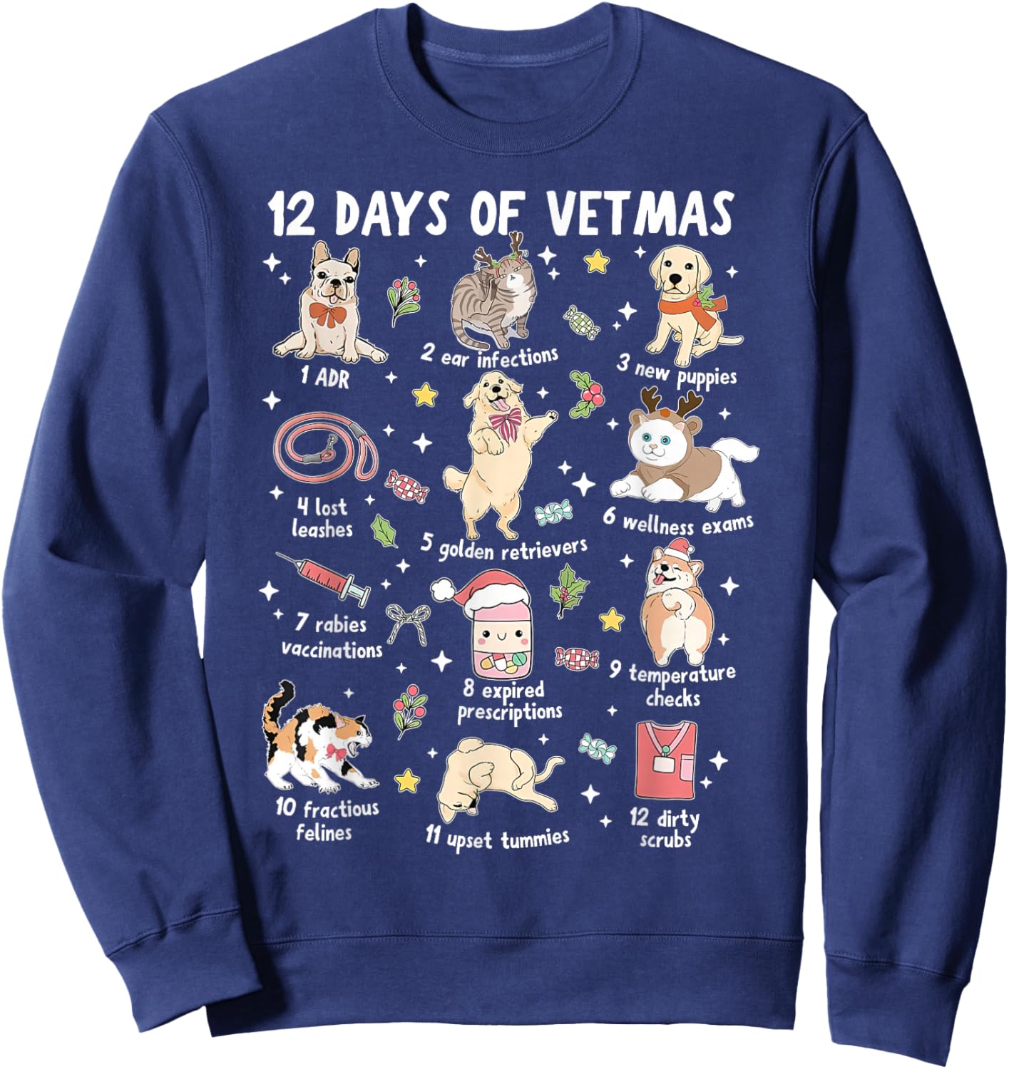 12 Days of Vermas Christmas Veterinary Medicine Vet Tech Sweatshirt - Sweatshirt | Navy