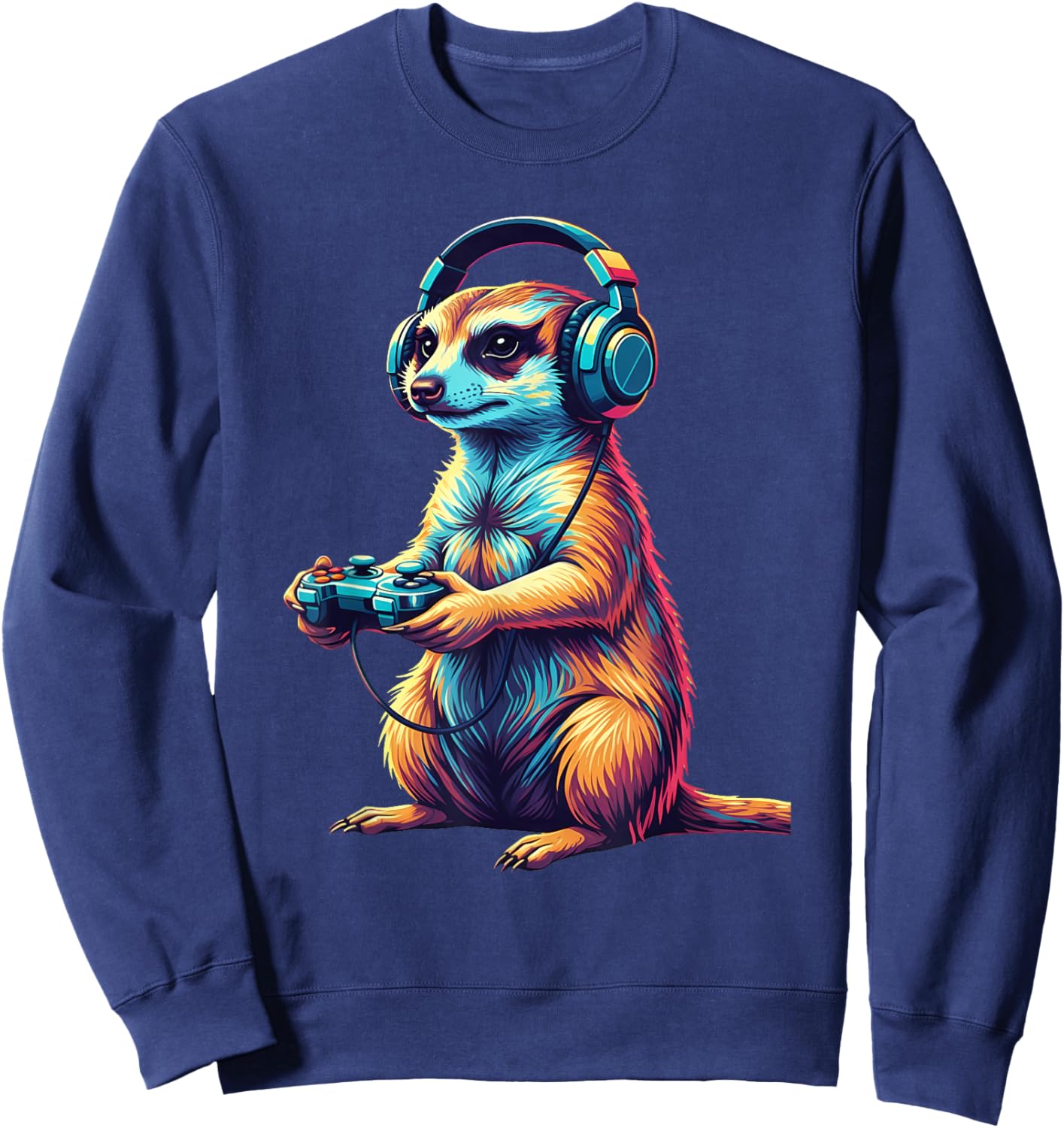 Meerkat Gaming Animal Video Games Funny Meerkat Sweatshirt - Sweatshirt | Navy
