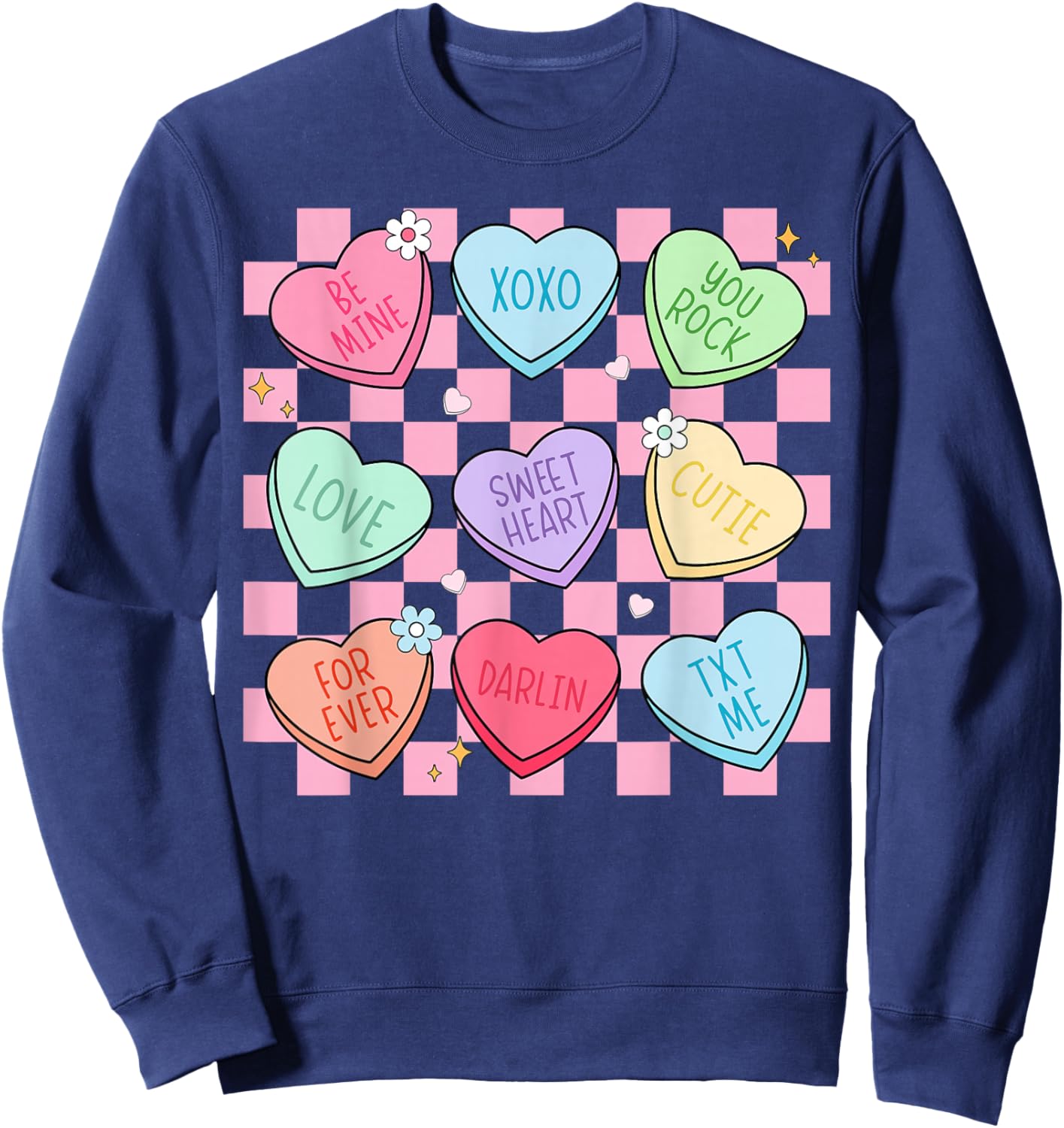 Valentines Day Hearts Candy Be Mine Valentine Women Men Kids Sweatshirt - Sweatshirt | Navy