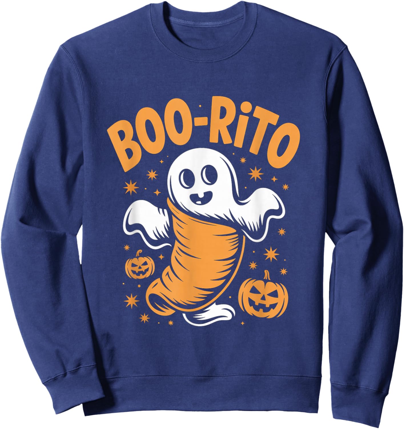 Boo-Rito Funny Halloween Ghost Humor Sweatshirt - Sweatshirt | Navy