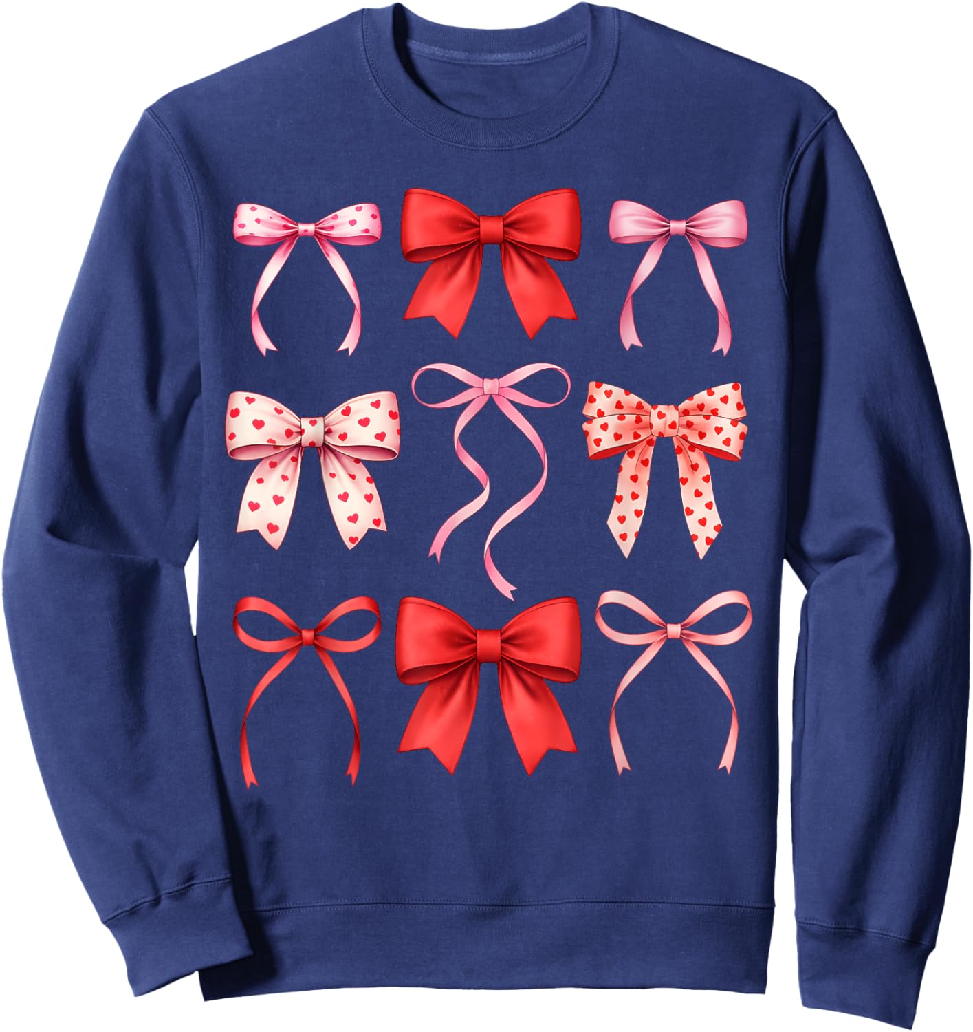 Cute Coquette Bows Valentines Day Girls Kids Sweatshirt - Sweatshirt | Navy