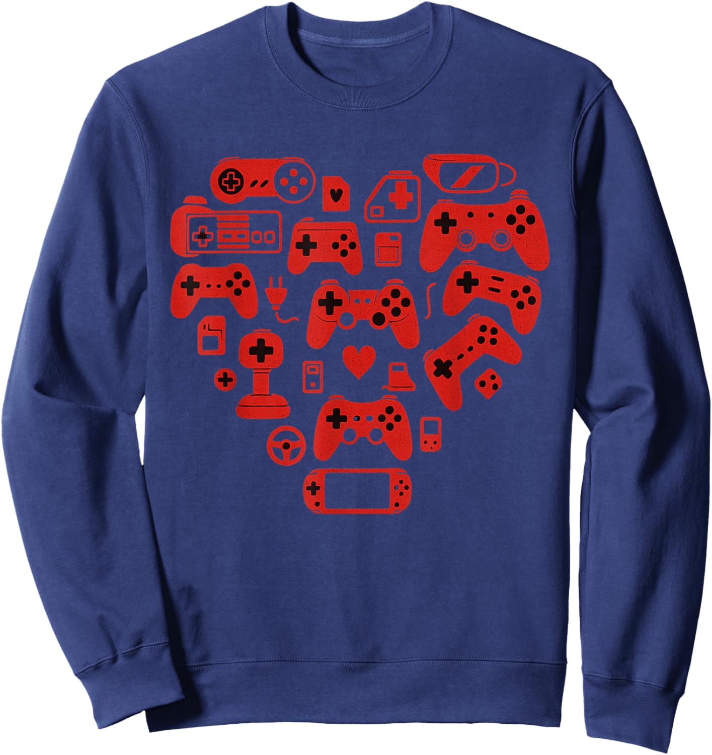 Boys Gamer Game Heart Valentines Day Lover Men Kids Sweatshirt - Sweatshirt | Navy