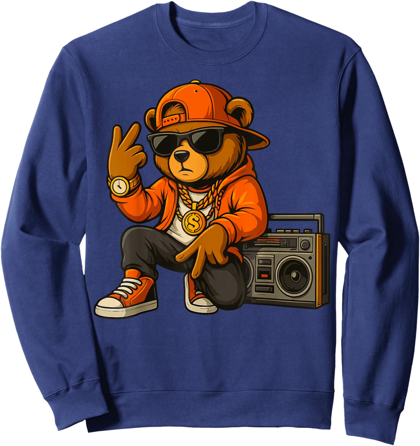 Hip Hop Teddy Bear Sweatshirt - Sweatshirt | Navy