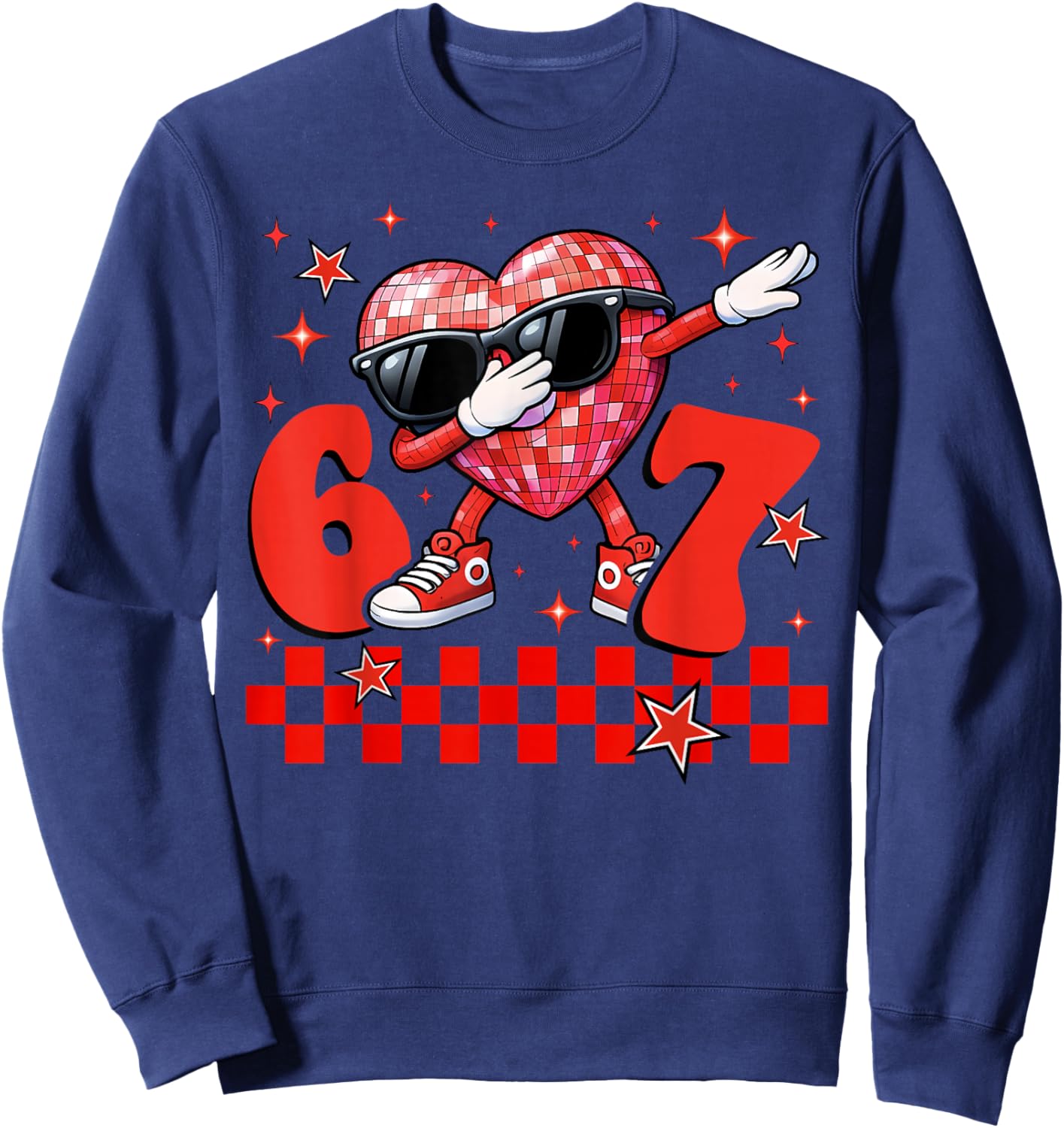 Valentines Day Funny 67 Dab Disco Heart Meme Boys Girls Kids Sweatshirt - Sweatshirt | Navy