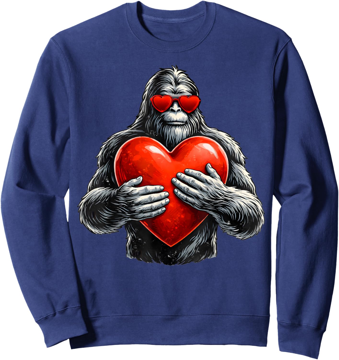 Funny Valentines Day Bigfoot Heart Sasquatch Men Boys Kids Sweatshirt - Sweatshirt | Navy