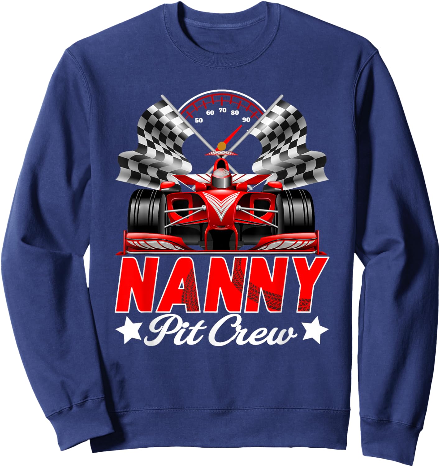 Nanny Pit Crew Racing Family Race Car Birthday Boy Sweatshirt - Sweatshirt | Navy