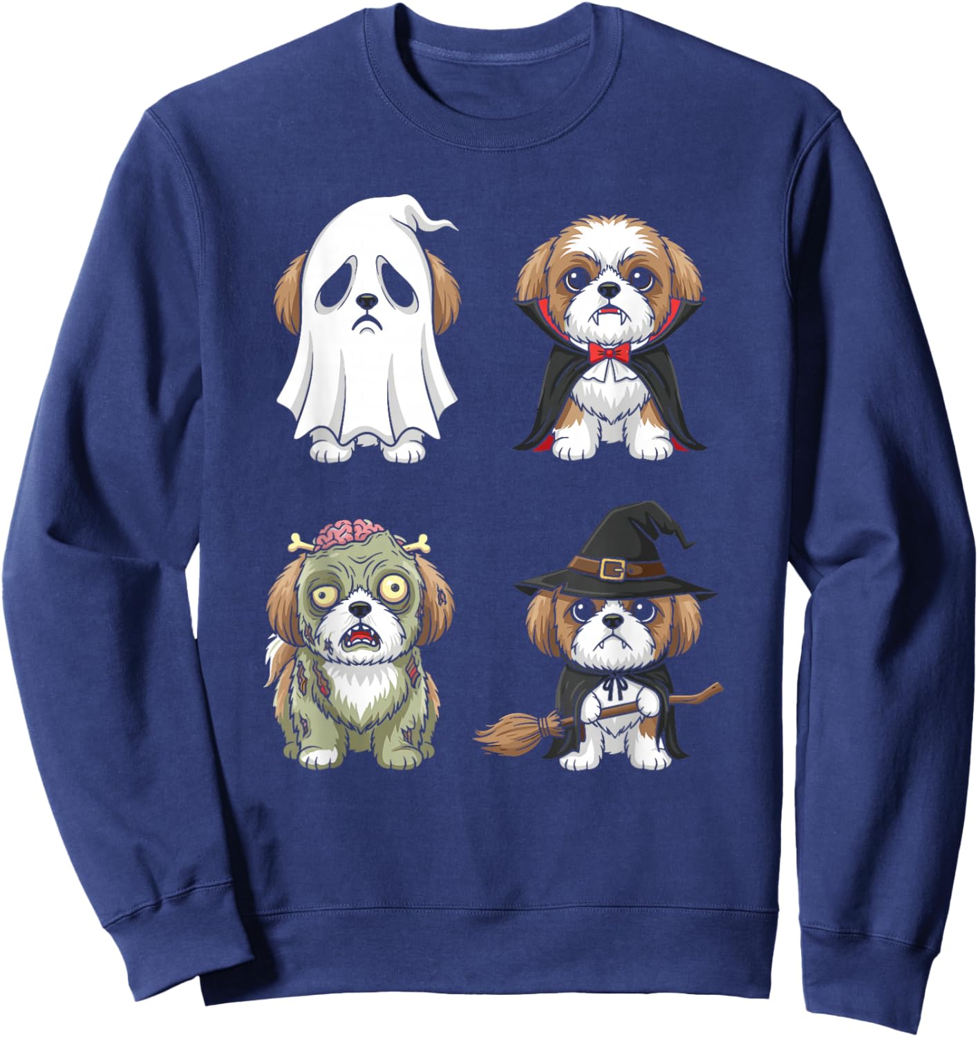 Halloween Dog Costumes Graphic Ghost Vampire Zombie Witch Sweatshirt - Sweatshirt | Navy