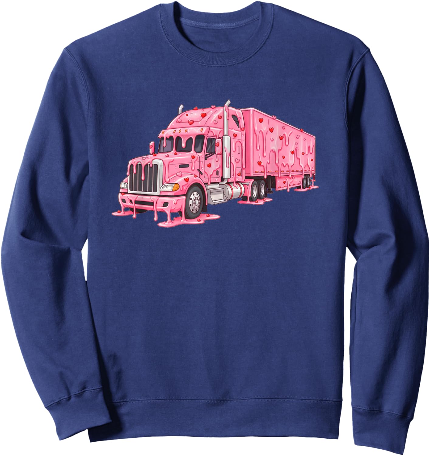 Semi Trailer Truck Valentines Day Ice Cream Drip Heart Boys Sweatshirt - Sweatshirt | Navy