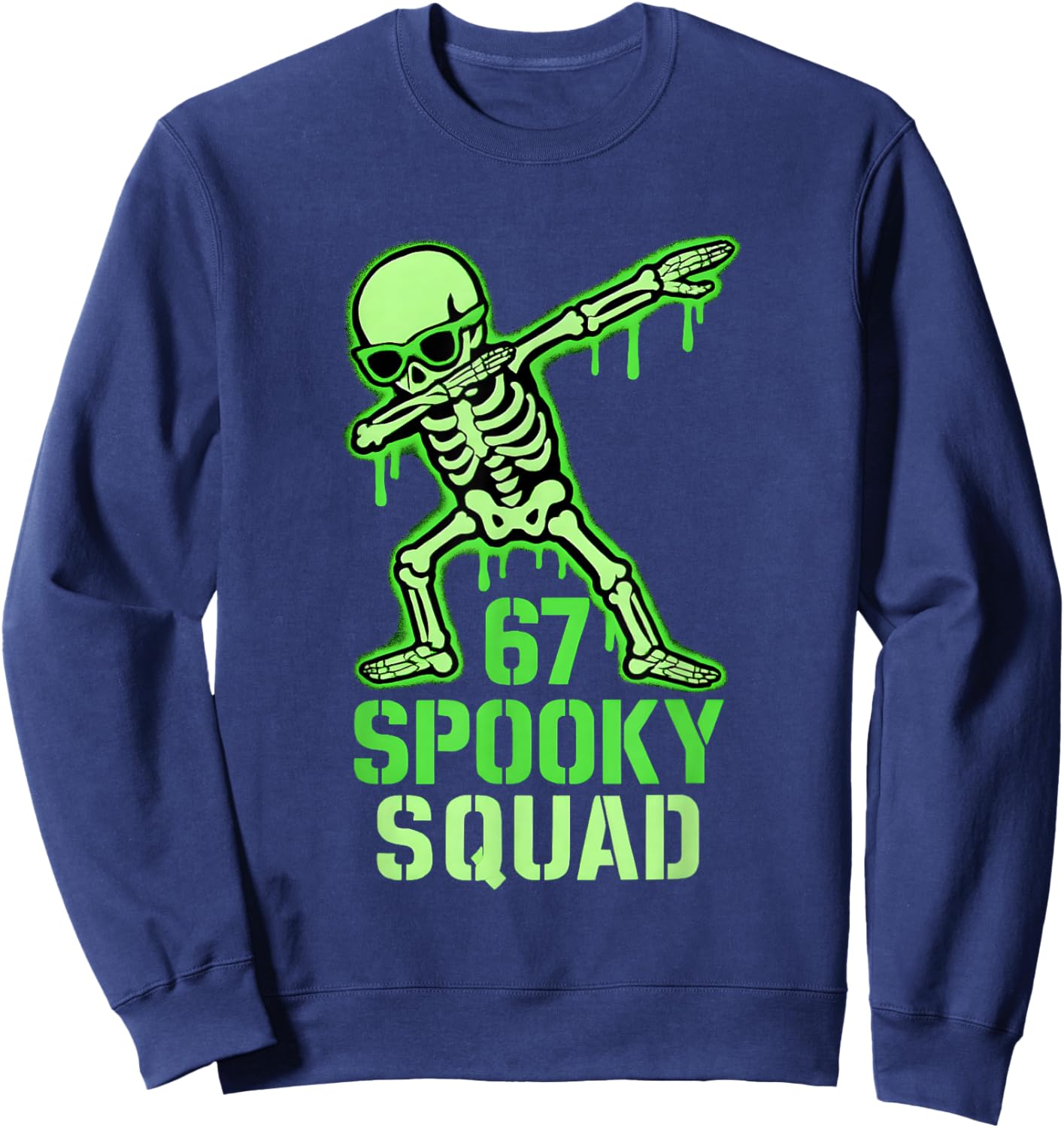 67 Meme Halloween Skeleton 6 7 Brainrot Six Seven Kids Boys Sweatshirt - Sweatshirt | Navy