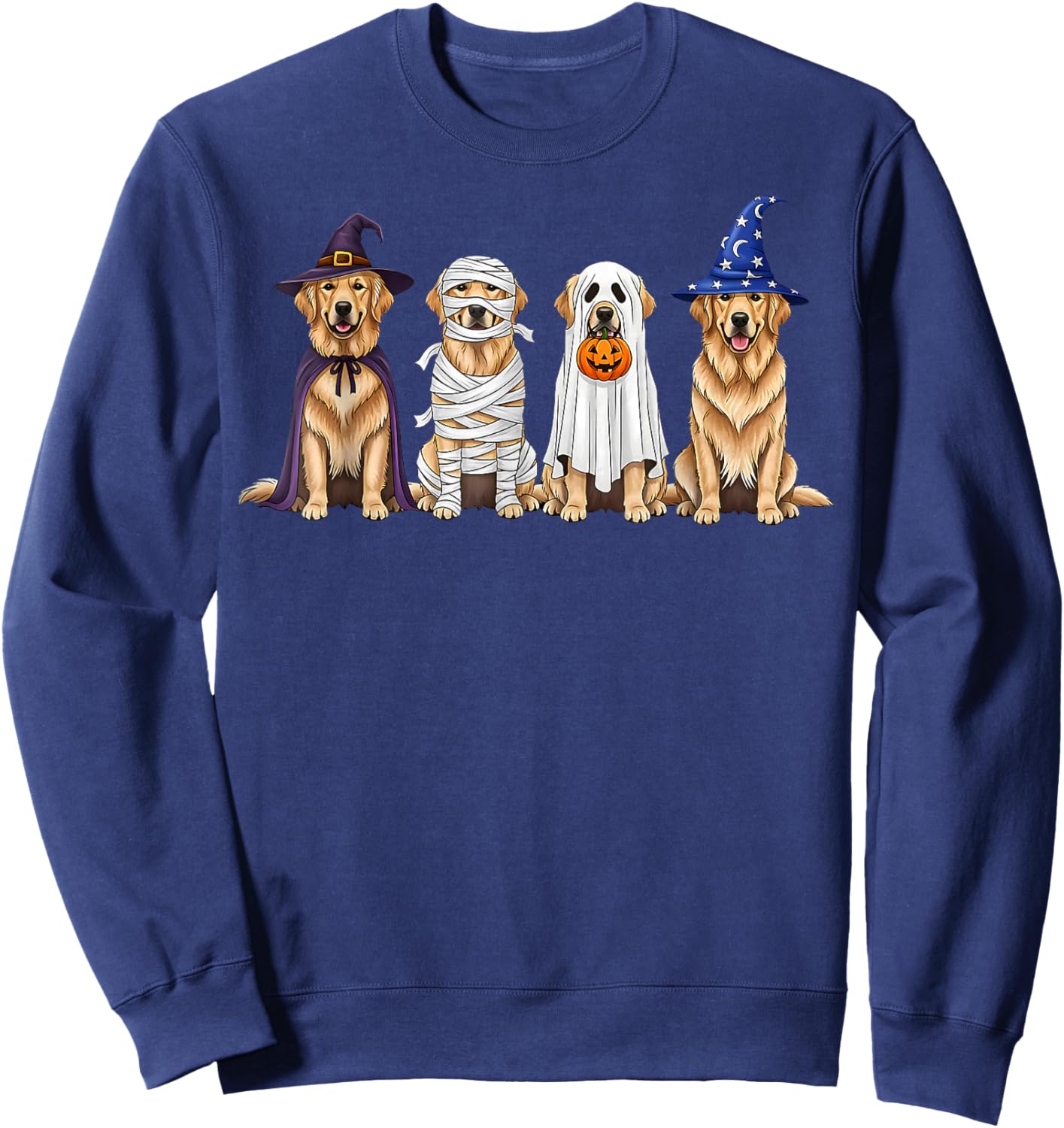 Halloween Golden Retriever Ghost Spooky Dog Lovers Dog Mama Sweatshirt - Sweatshirt | Navy