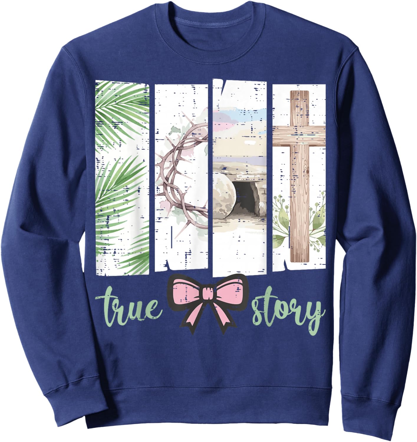 Easter Coquette Jesus Religious Christian Women Girls Kids Sweatshirt - Sweatshirt | Navy