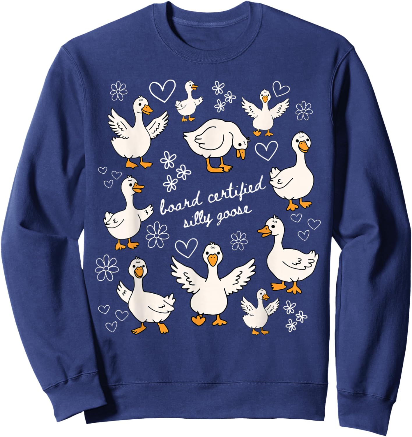 Board Certified Silly Goose Floral Behavior Analyst Therapy Sweatshirt - Sweatshirt | Navy