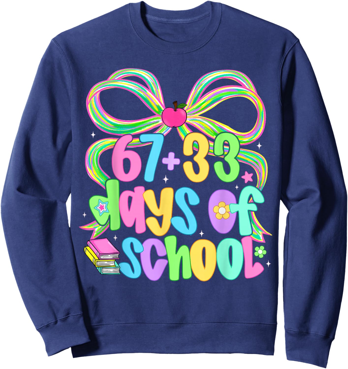 67 33 Days of School Shirts Kids Girls 100th Day of School Sweatshirt - Sweatshirt | Navy