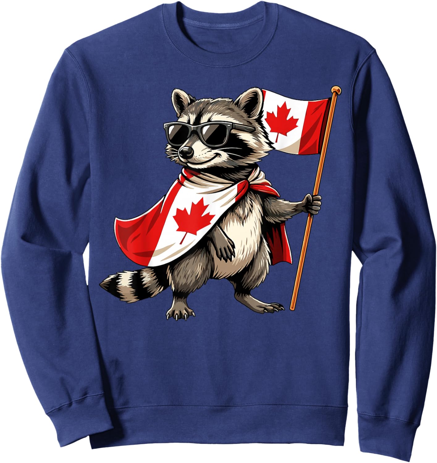 Proud Canadian Raccoon Men Women Kids Funny Canada Sweatshirt - Sweatshirt | Navy