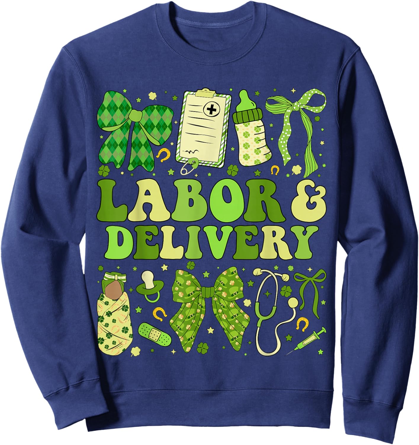 St Patricks Labor and Delivery Nurse Coquette L&D Patrick’s Sweatshirt - Sweatshirt | Navy