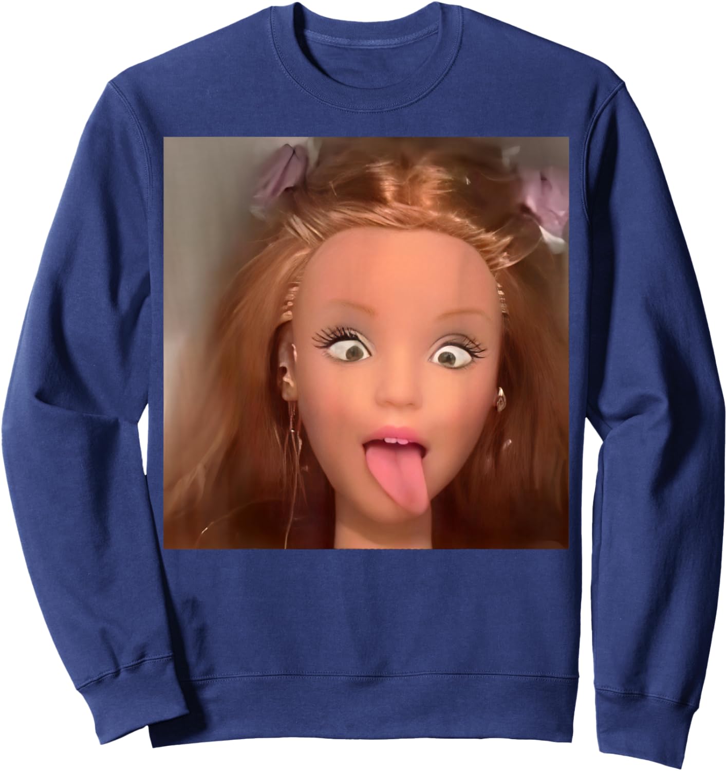Funny Doll Face Meme Sweatshirt - Sweatshirt | Navy