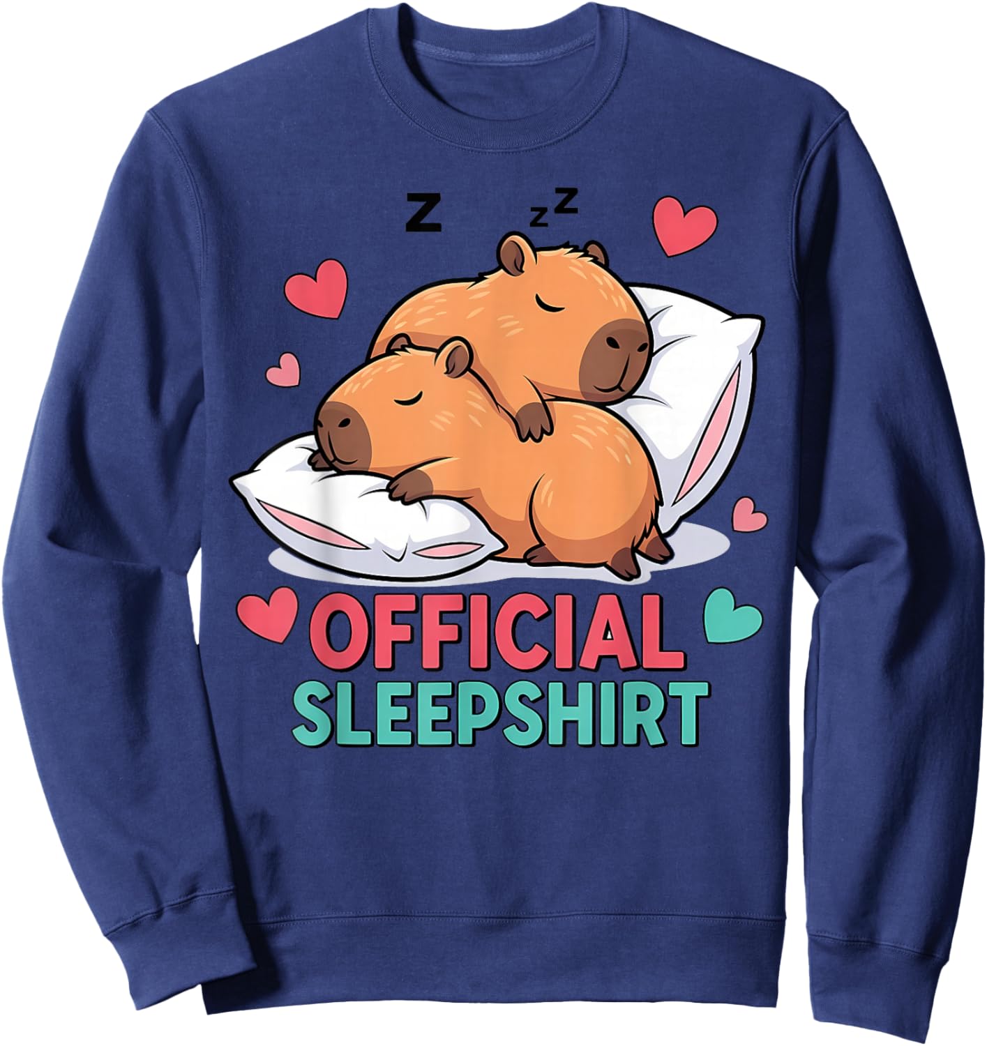 Cute Capybara Official Sleepshirt Cozy Sleep Valentine's Day Sweatshirt - Sweatshirt | Navy