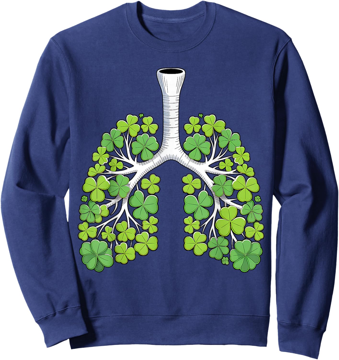 Respiratory Therapist Lungs Shamrock Funny St Patricks Day Sweatshirt - Sweatshirt | Navy