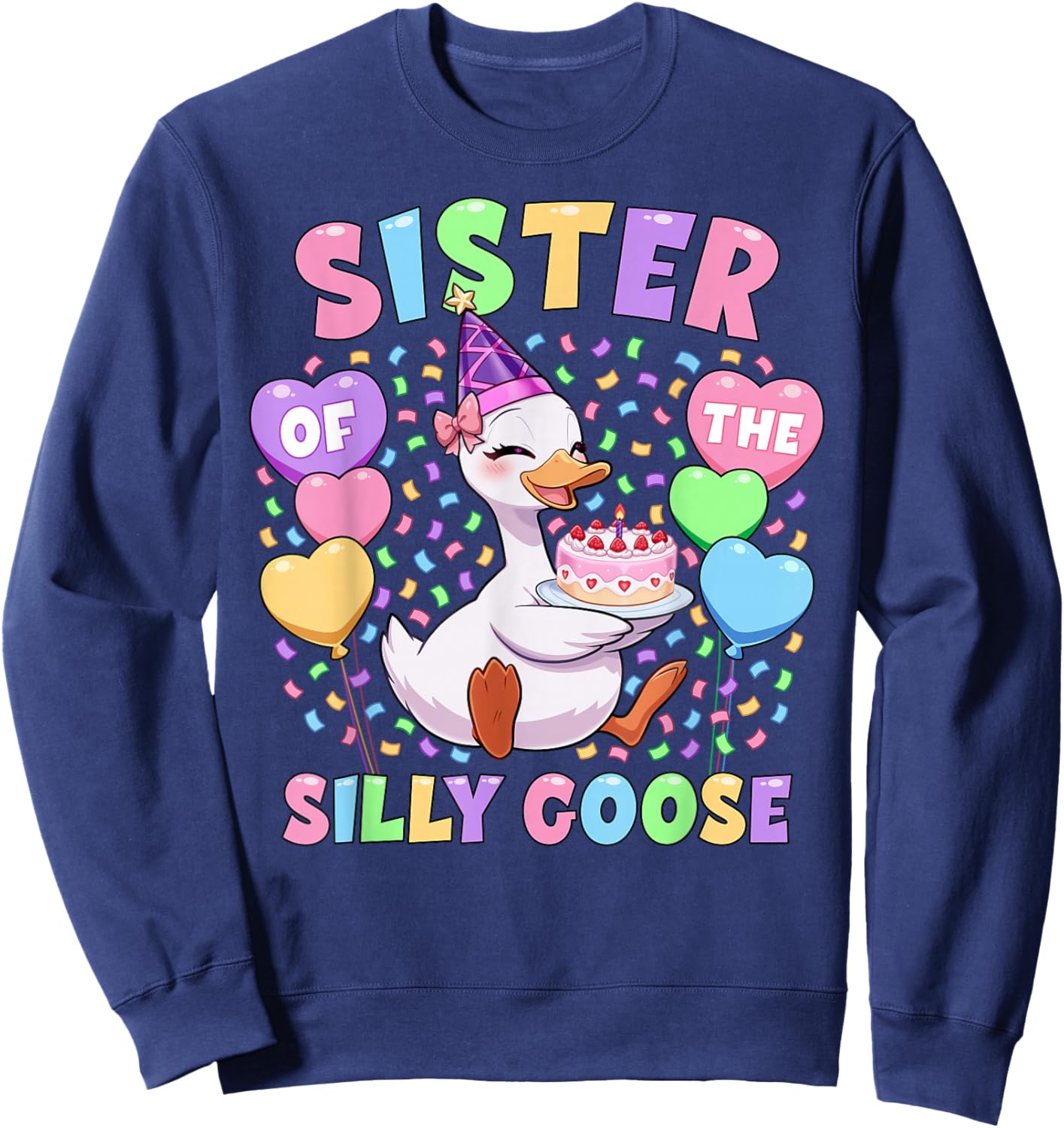 Sister of The Silly Goose First Birthday Matching Family Sweatshirt - Sweatshirt | Navy