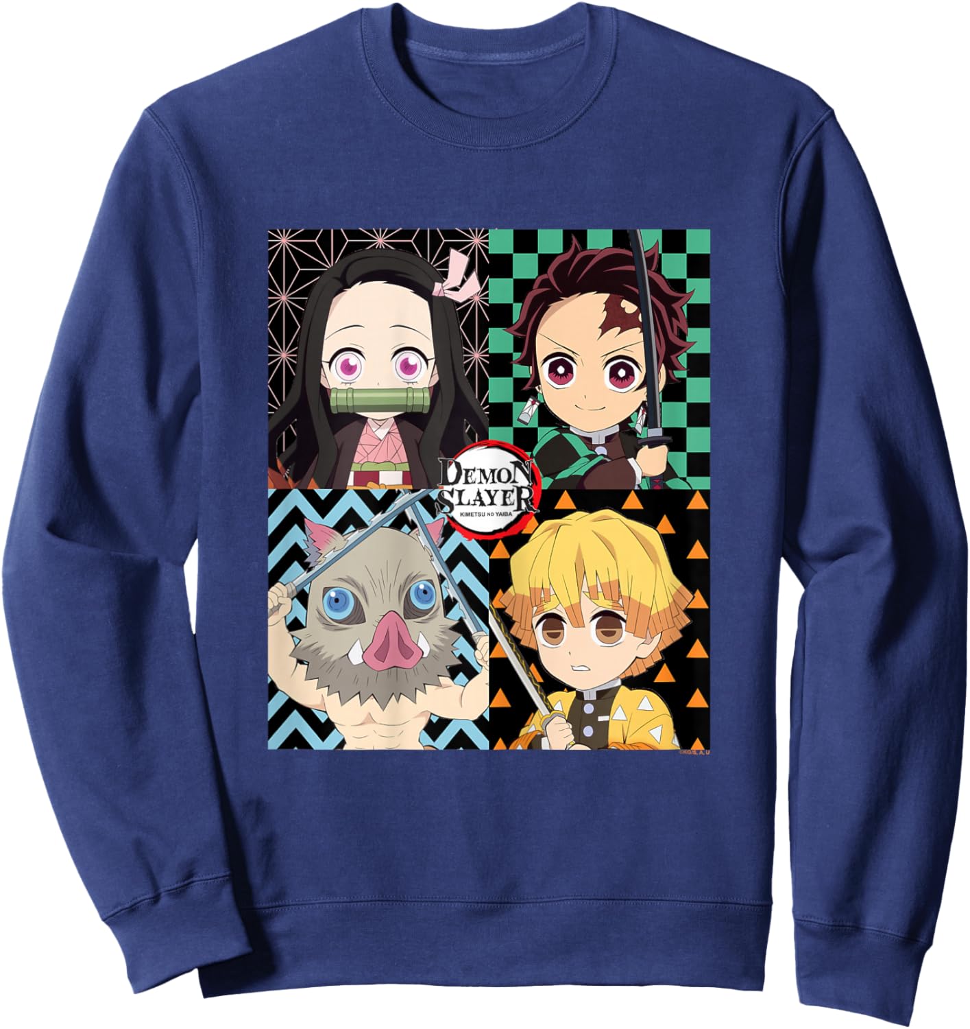 Demon Slayer: Kimetsu no Yaiba Nezuko Tanjiro Zenitsu Kawaii Sweatshirt - Sweatshirt | Navy