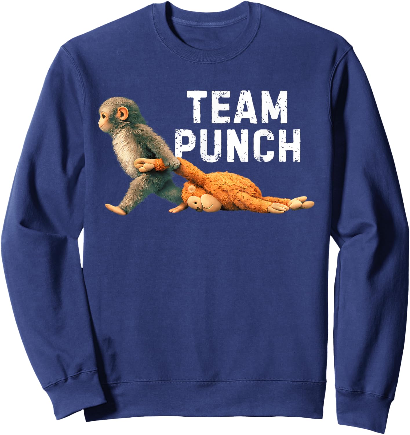 Team Punch Baby Monkey Punch Trend Meme Graphic Sweatshirt - Sweatshirt | Navy