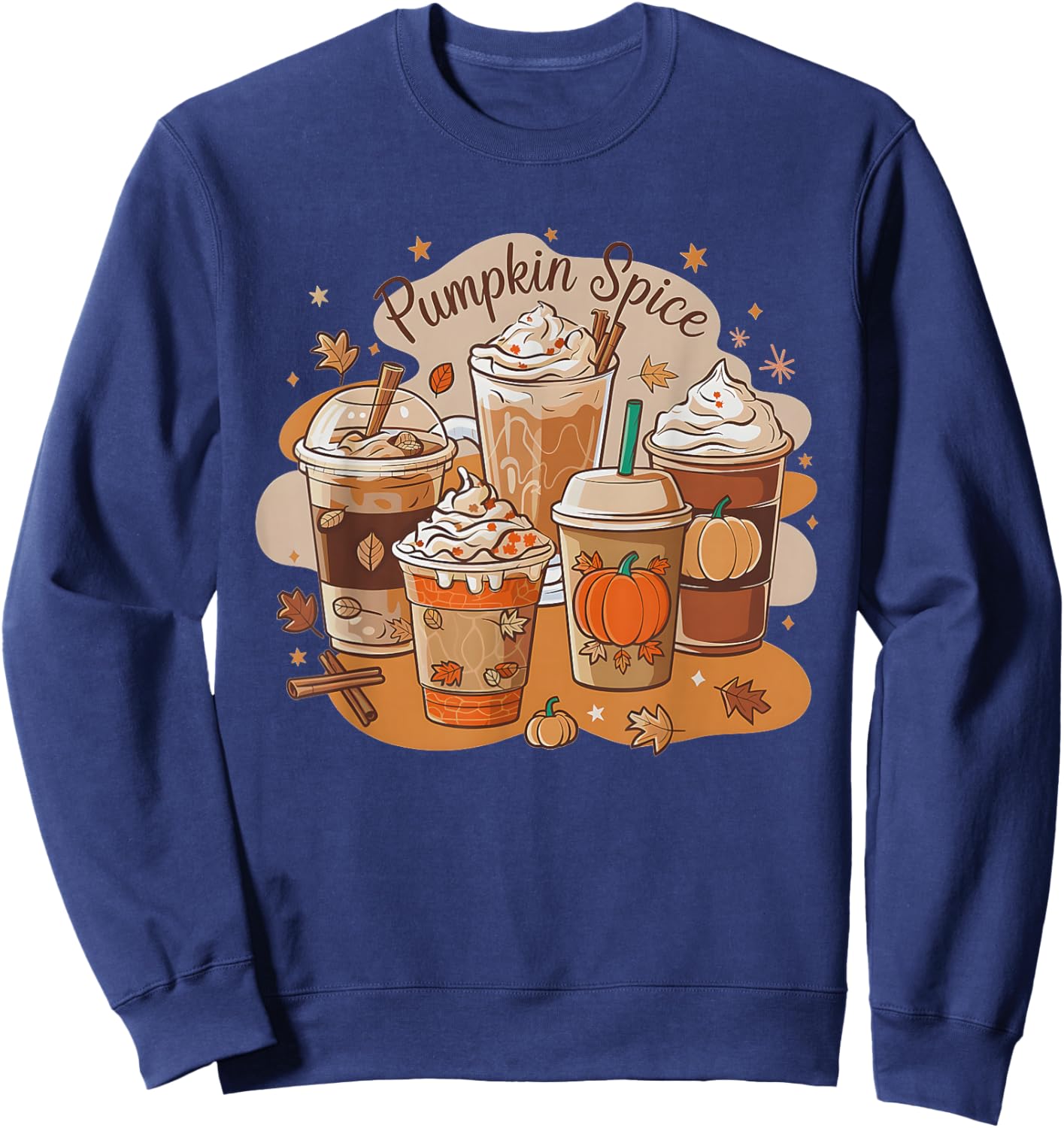 Fall Thanksgiving Pumpkin Spice Coffee Latte Autumn Season Sweatshirt - Sweatshirt | Navy