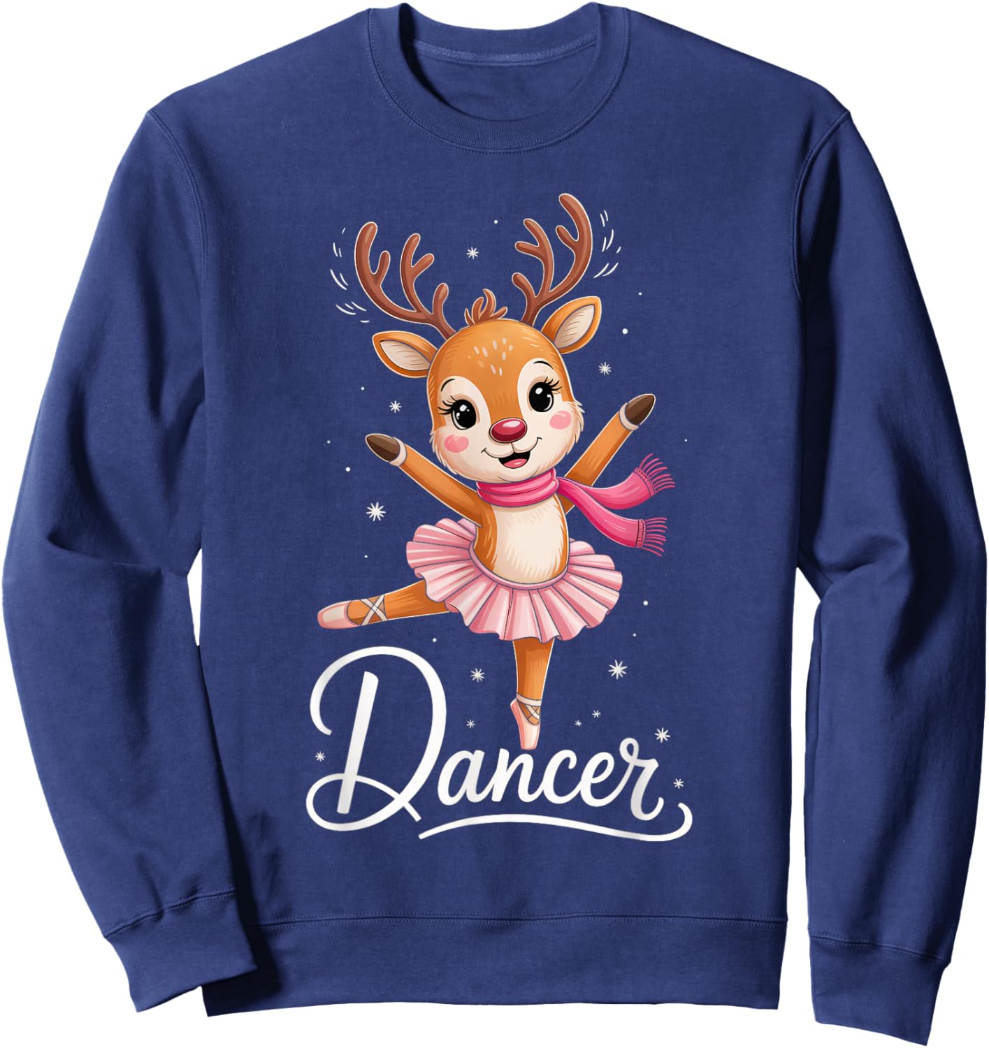 Santa Reindeer Ballet Dancer Cute Christmas Men Women Kids Sweatshirt - Sweatshirt | Navy
