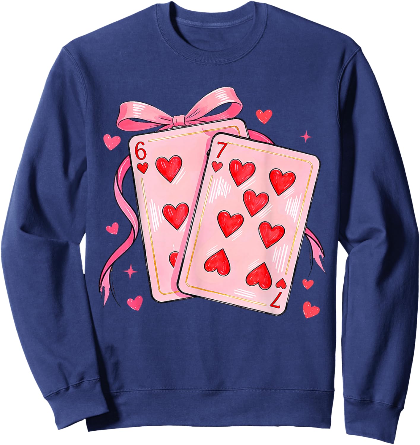Six Seven 6 7 Meme 67 Valentines Day Girls Kids Sweatshirt - Sweatshirt | Navy