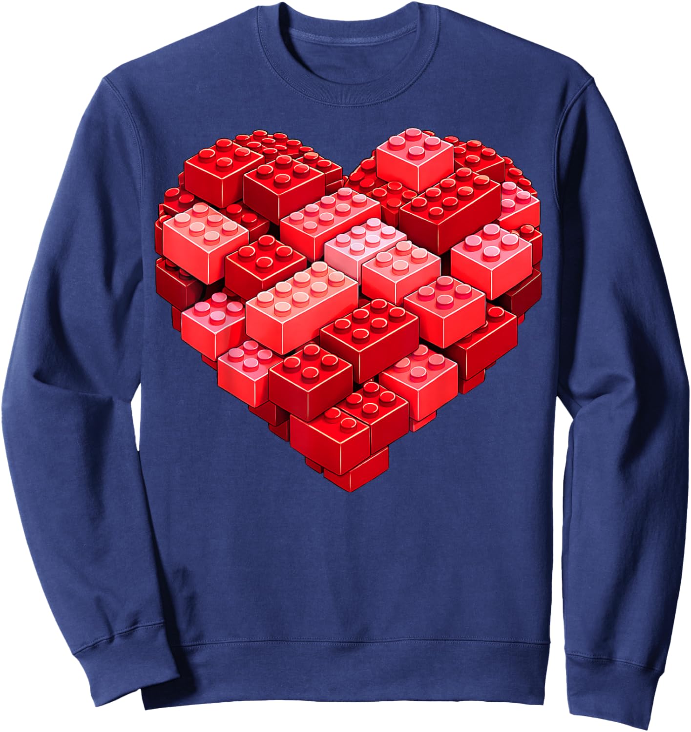 Valentines Day Heart Building Blocks Bricks Boys Kid Toddler Sweatshirt - Sweatshirt | Navy