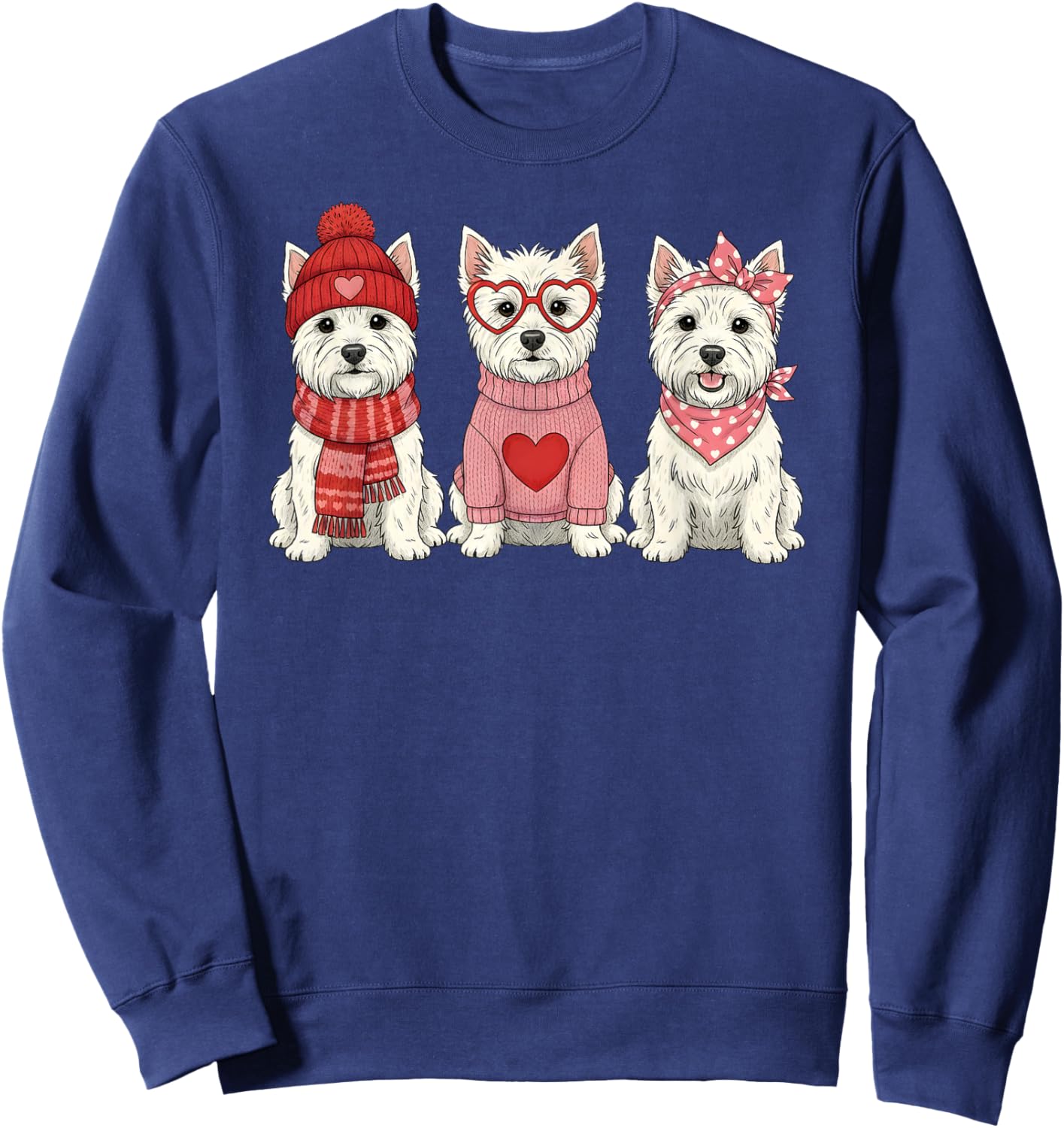 Cute West Highland White Terrier Valentine Westie Dog Sweatshirt - Sweatshirt | Navy