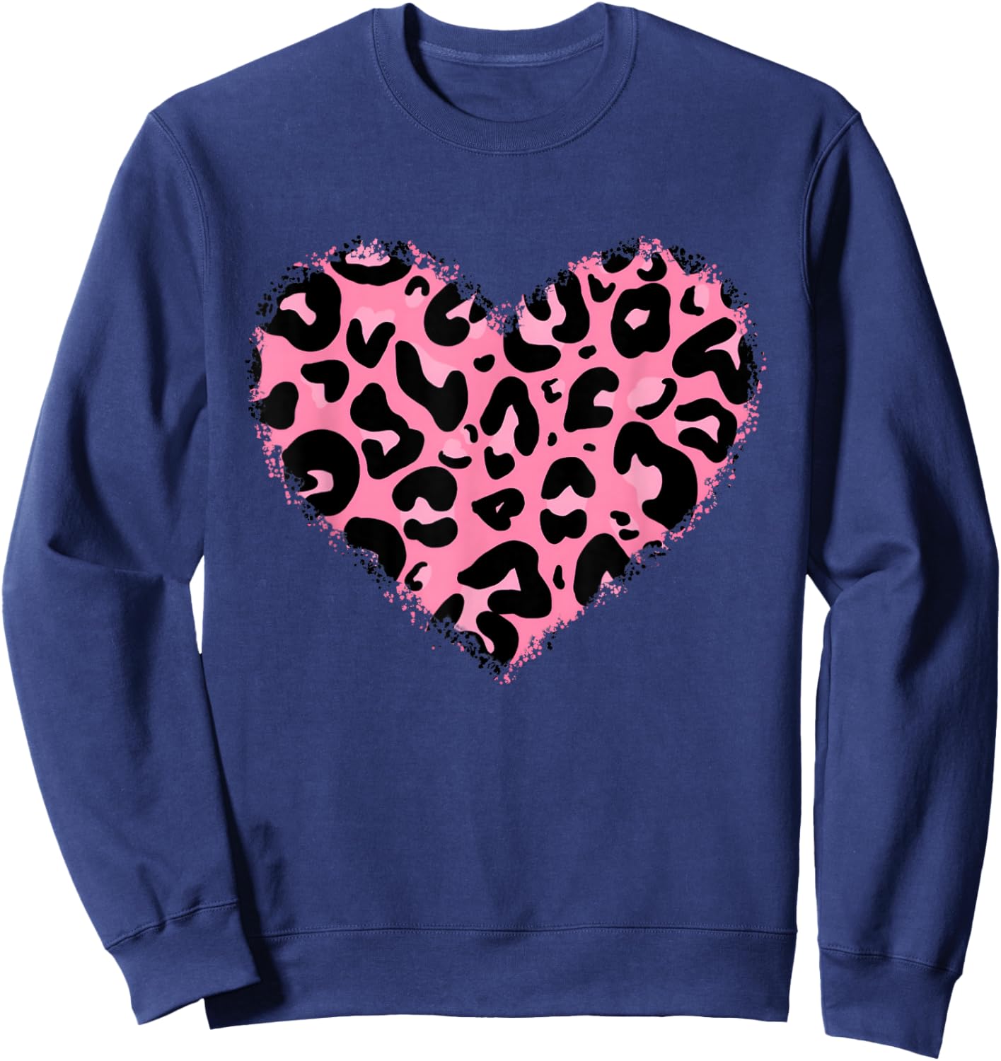 Leopard Cheetah Print Heart Pink Lover Cute Girls & Sweatshirt - Sweatshirt | Navy