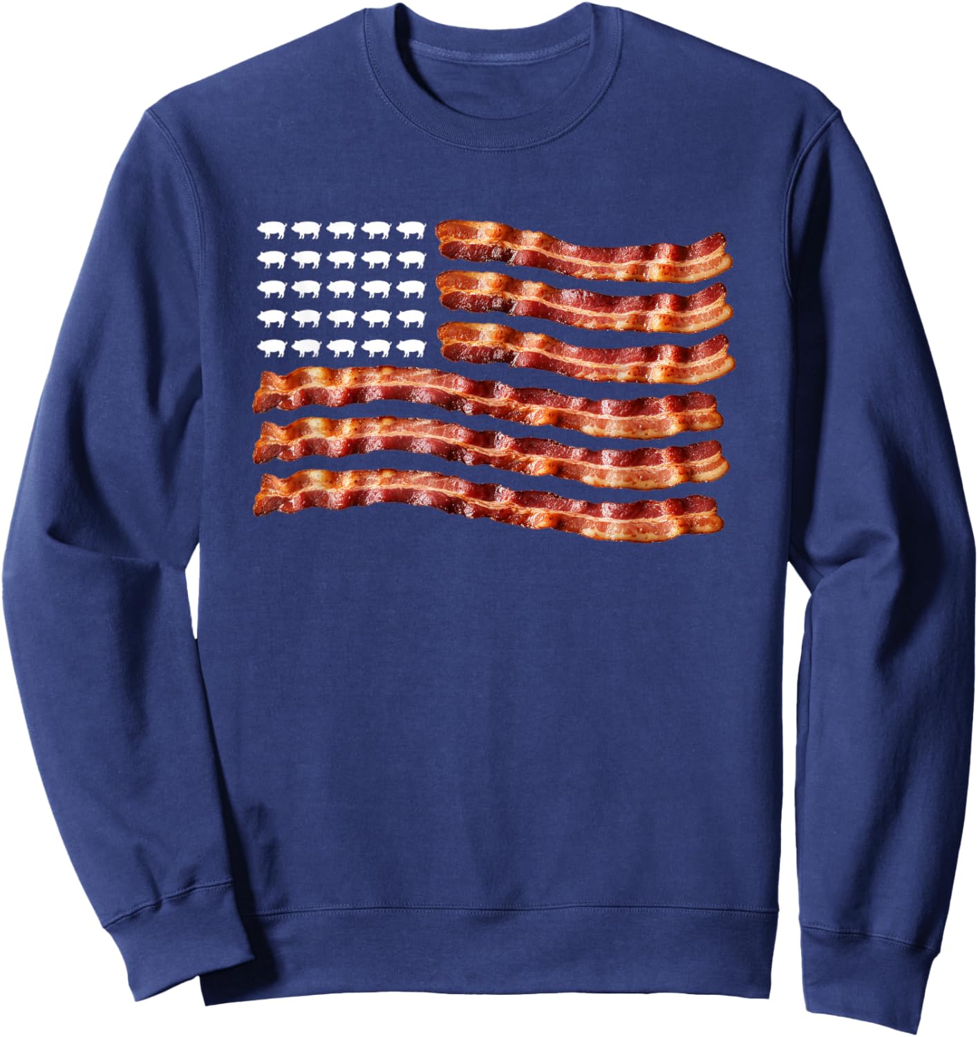 USA Bacon Flag - Patriotic American Bacon Design Sweatshirt - Sweatshirt | Navy