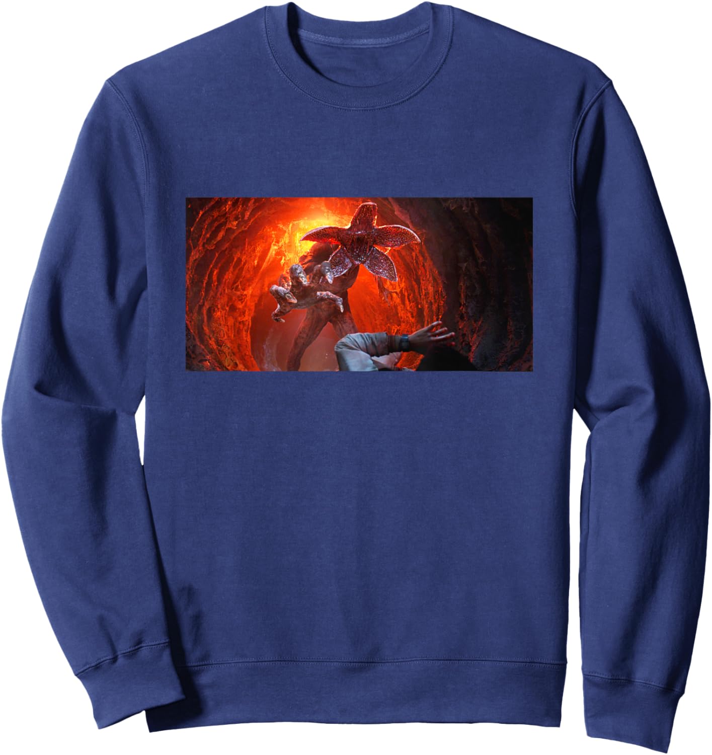 Stranger Things Season 5 Demogorgon Attack Reaching Out Sweatshirt - Sweatshirt | Navy