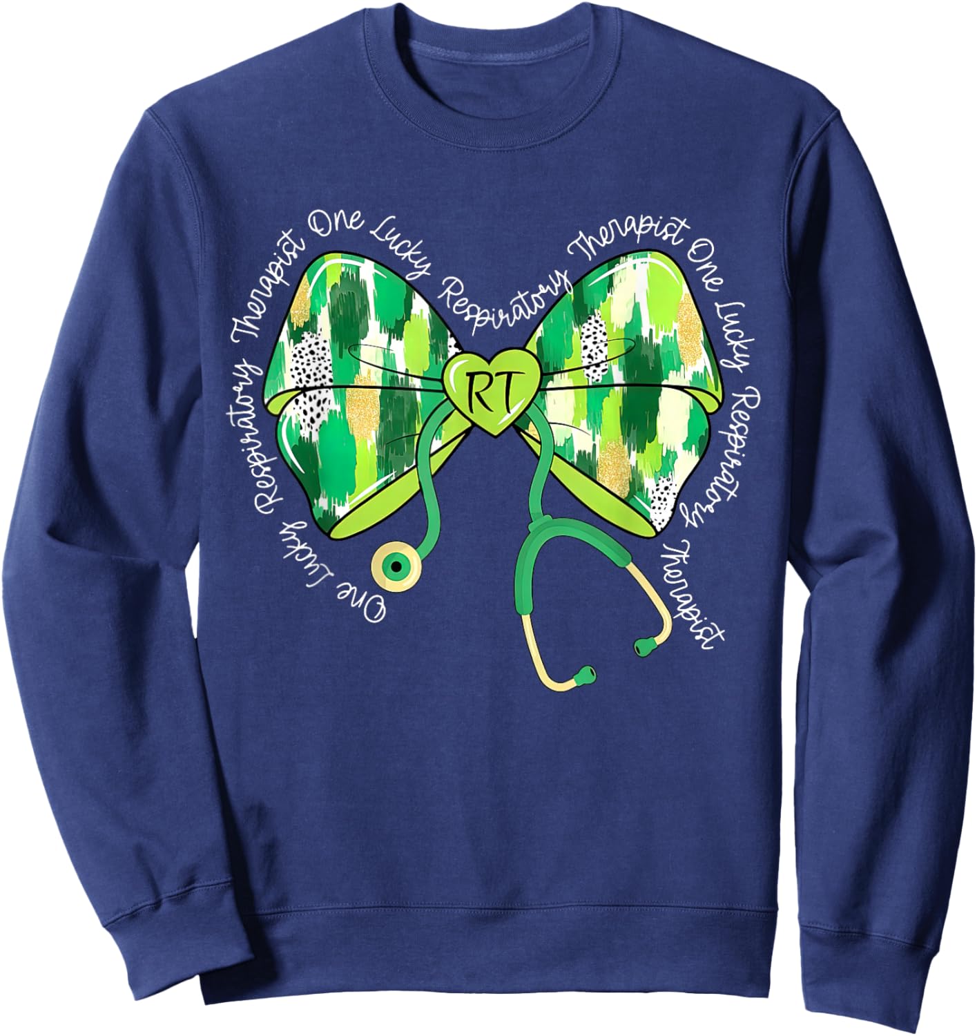 Coquette Stethoscope Respiratory Therapist St Patrick's Day Sweatshirt - Sweatshirt | Navy