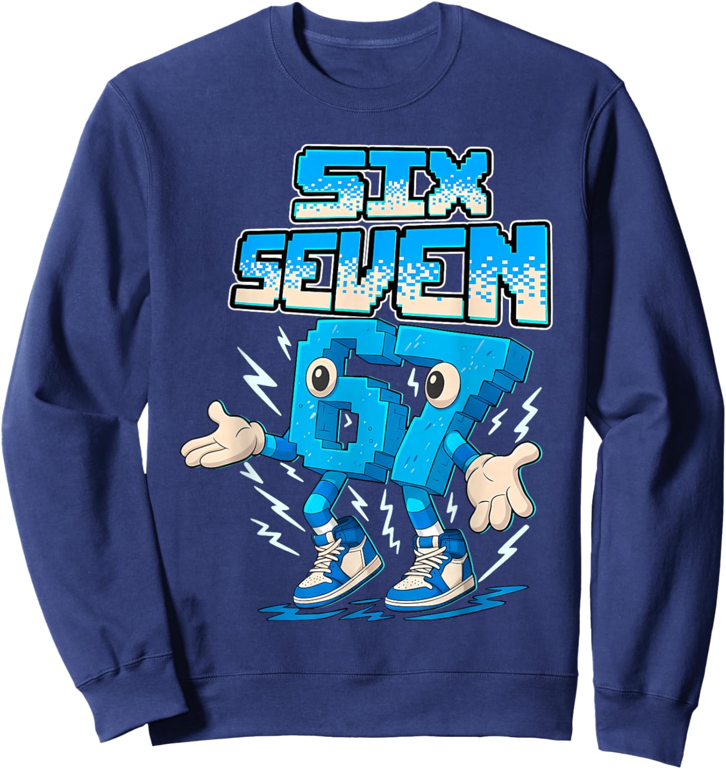 67 Six Seven 6-7 Funny Brainrot Boys Girls Kids Gaming Meme Sweatshirt - Sweatshirt | Navy