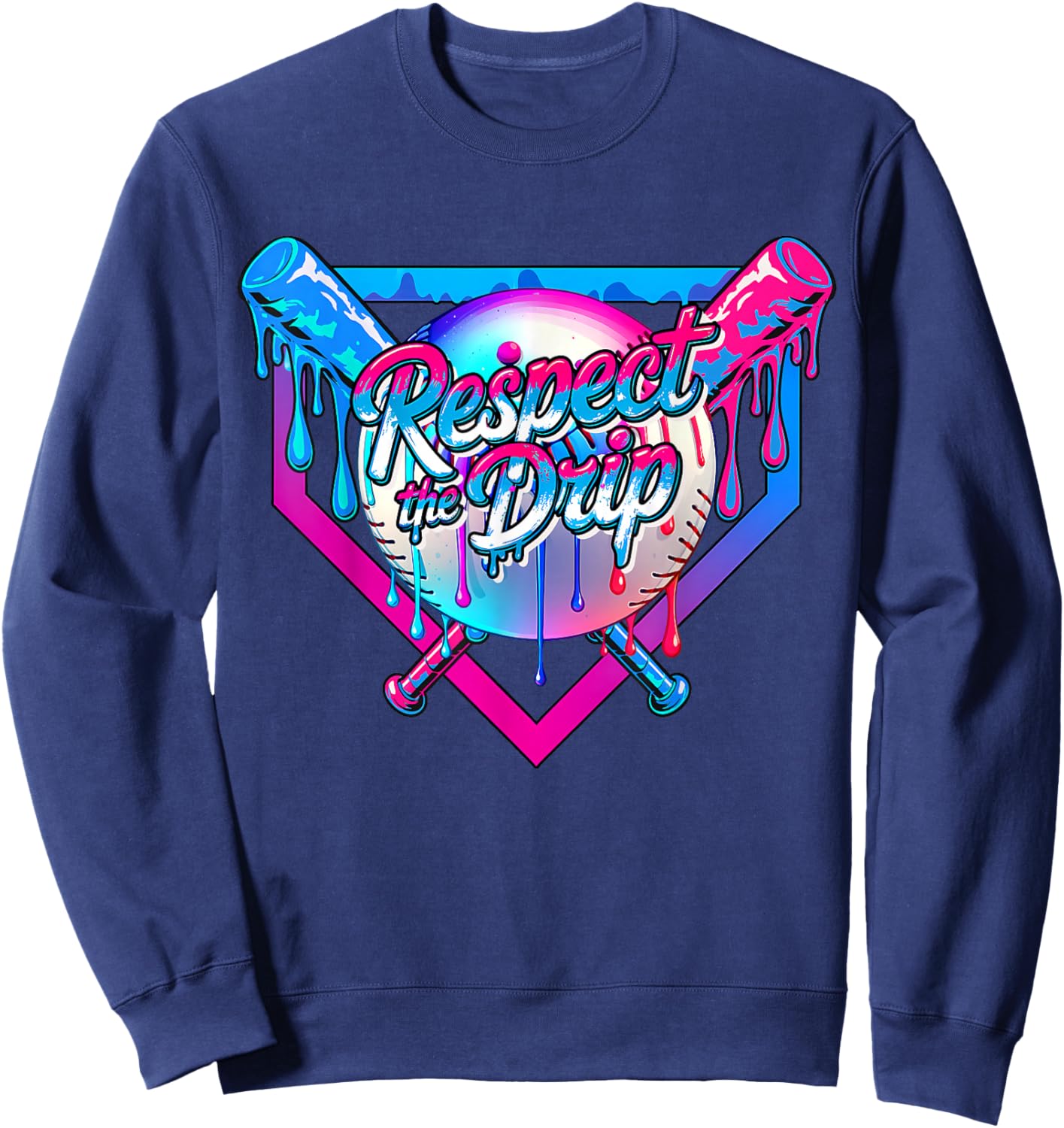 Respect The Drip Baseball Ice Cream for Kids Boys Youth Sweatshirt - Sweatshirt | Navy