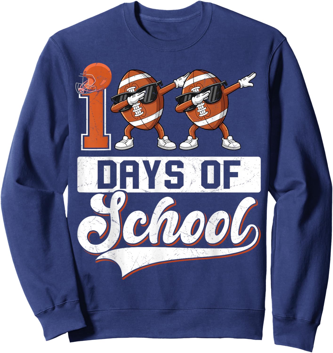 Toddler 100 Days of School Boys 100th Day of School Football Sweatshirt - Sweatshirt | Navy