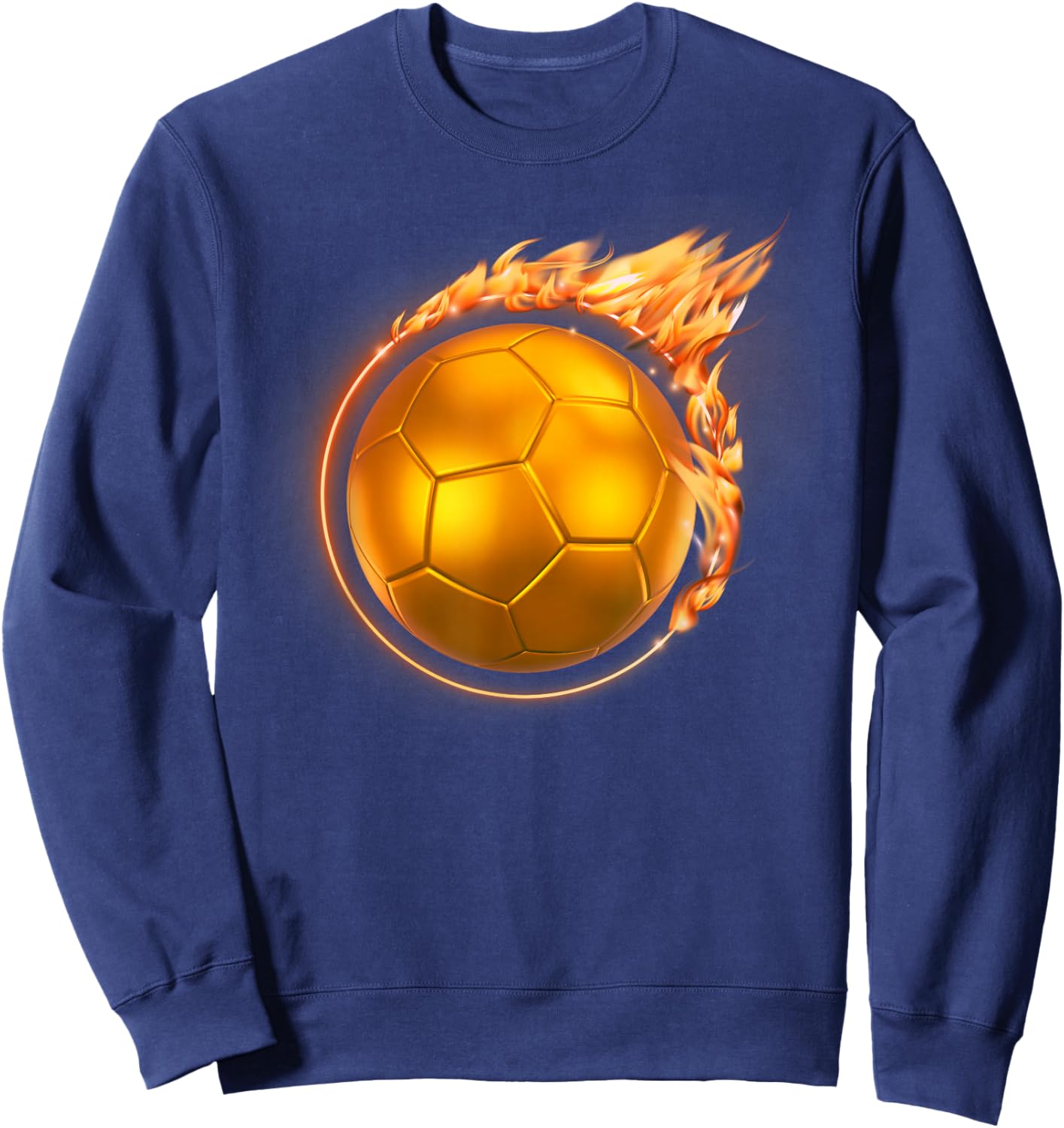Flaming Gold Soccer Ball Fireball Flames Soccer Player Coach Sweatshirt - Sweatshirt | Navy