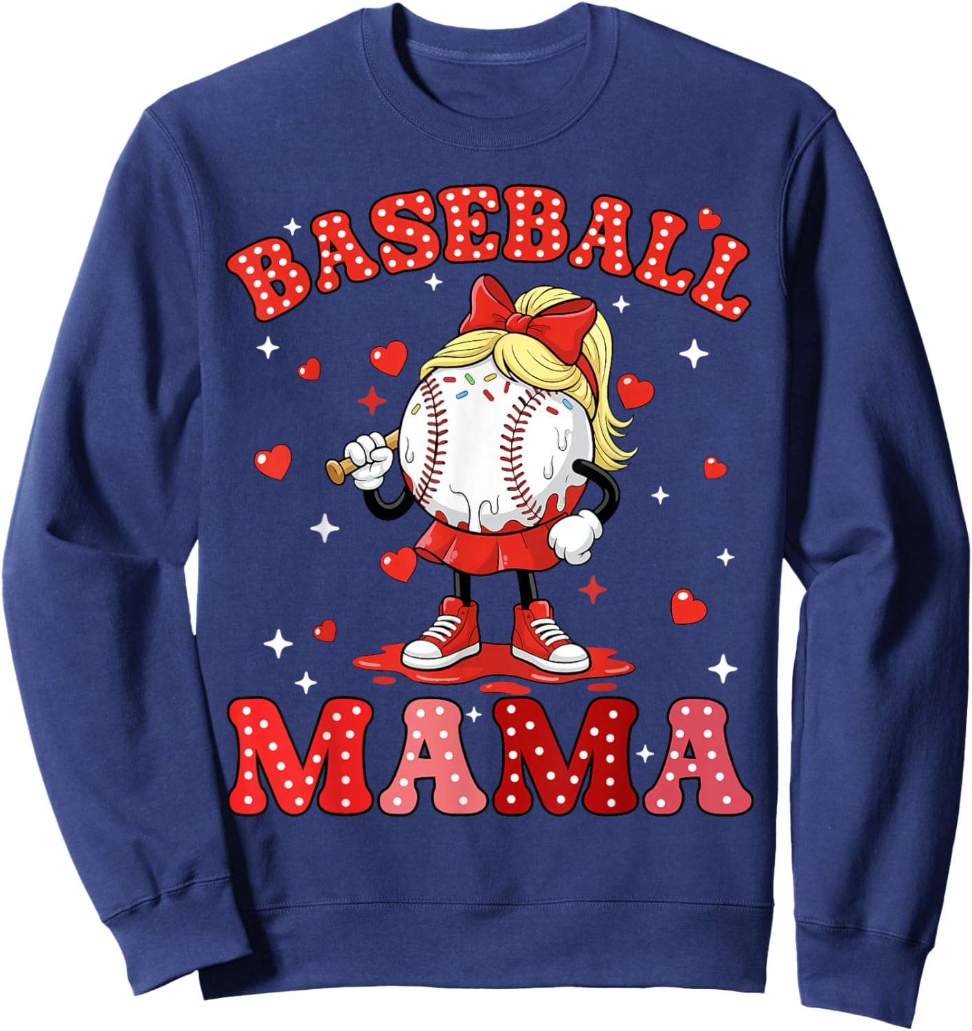 Baseball Mama Sports Mom Baseball Valentine Drip Girls Women Sweatshirt - Sweatshirt | Navy