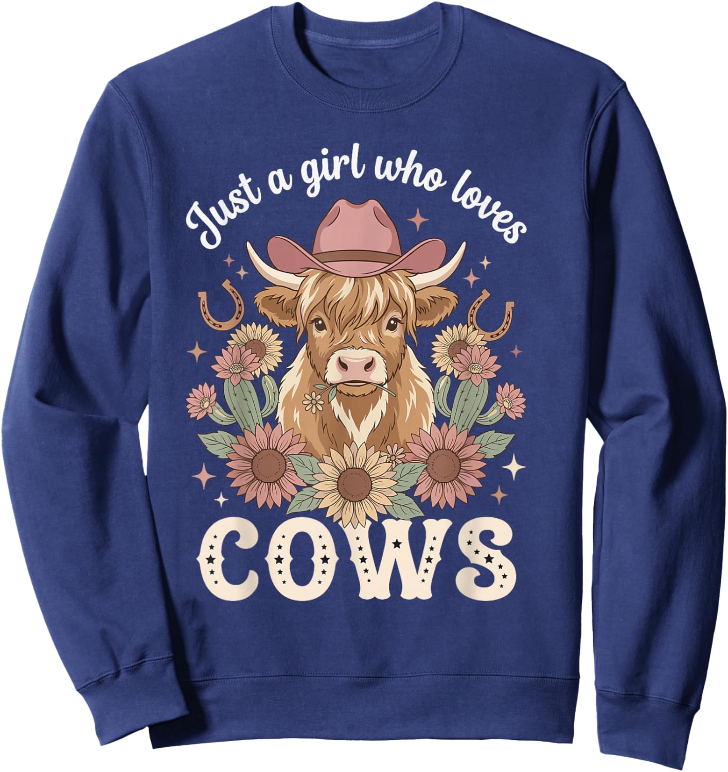 Just A Girl Who Loves Cows Highland Cattle Farm Animal Pet Sweatshirt - Sweatshirt | Navy