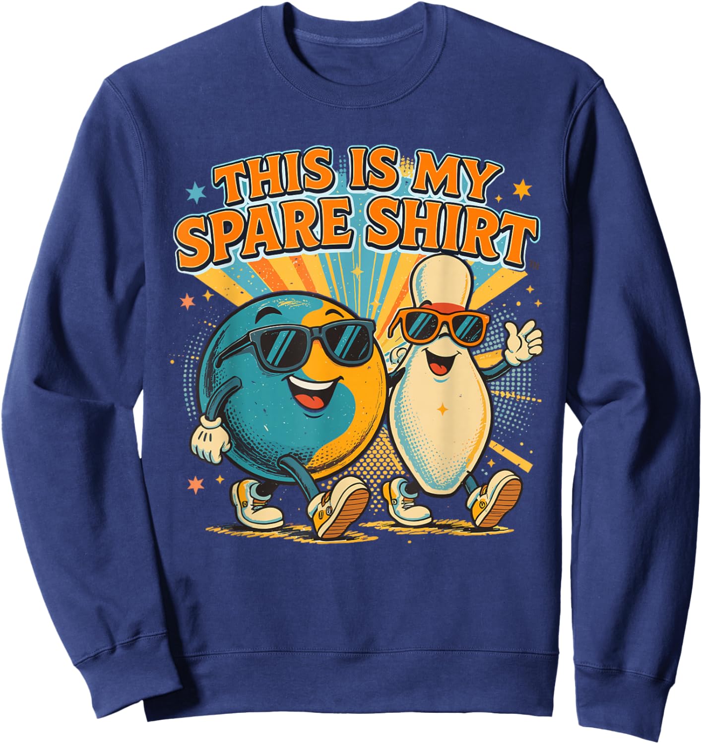 This is My Spare Retro Bowling Funny Bowler Team Sweatshirt - Sweatshirt | Navy