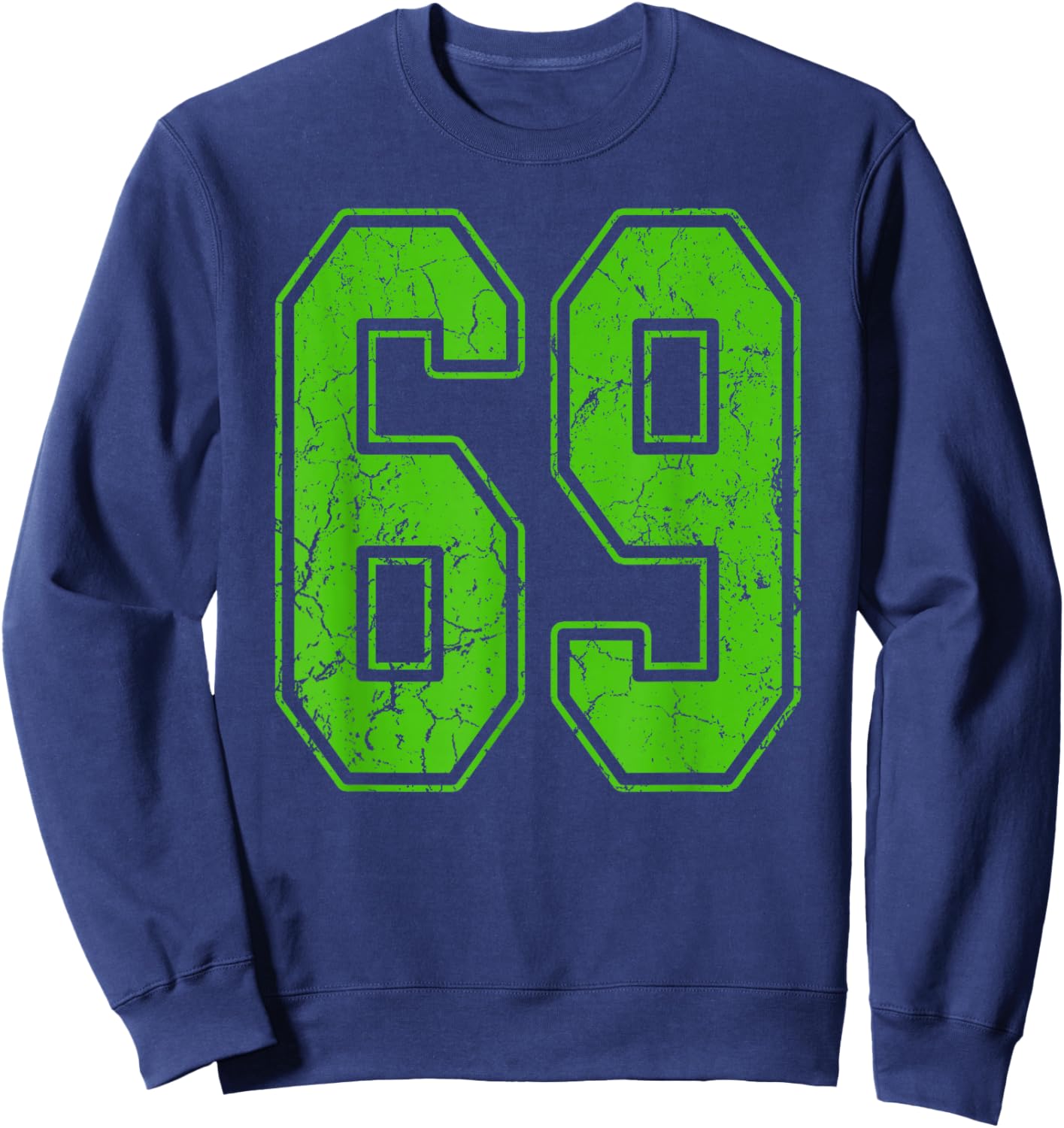 Kelly Green Number 69 Jersey Player Uniform #69 Fan Sweatshirt - Sweatshirt | Navy