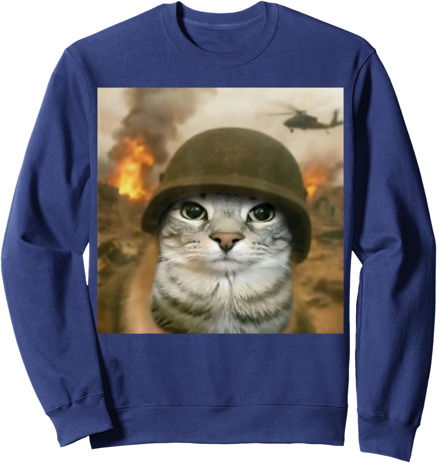 Funny Cat Meme Graphic Sweatshirt - Sweatshirt | Navy