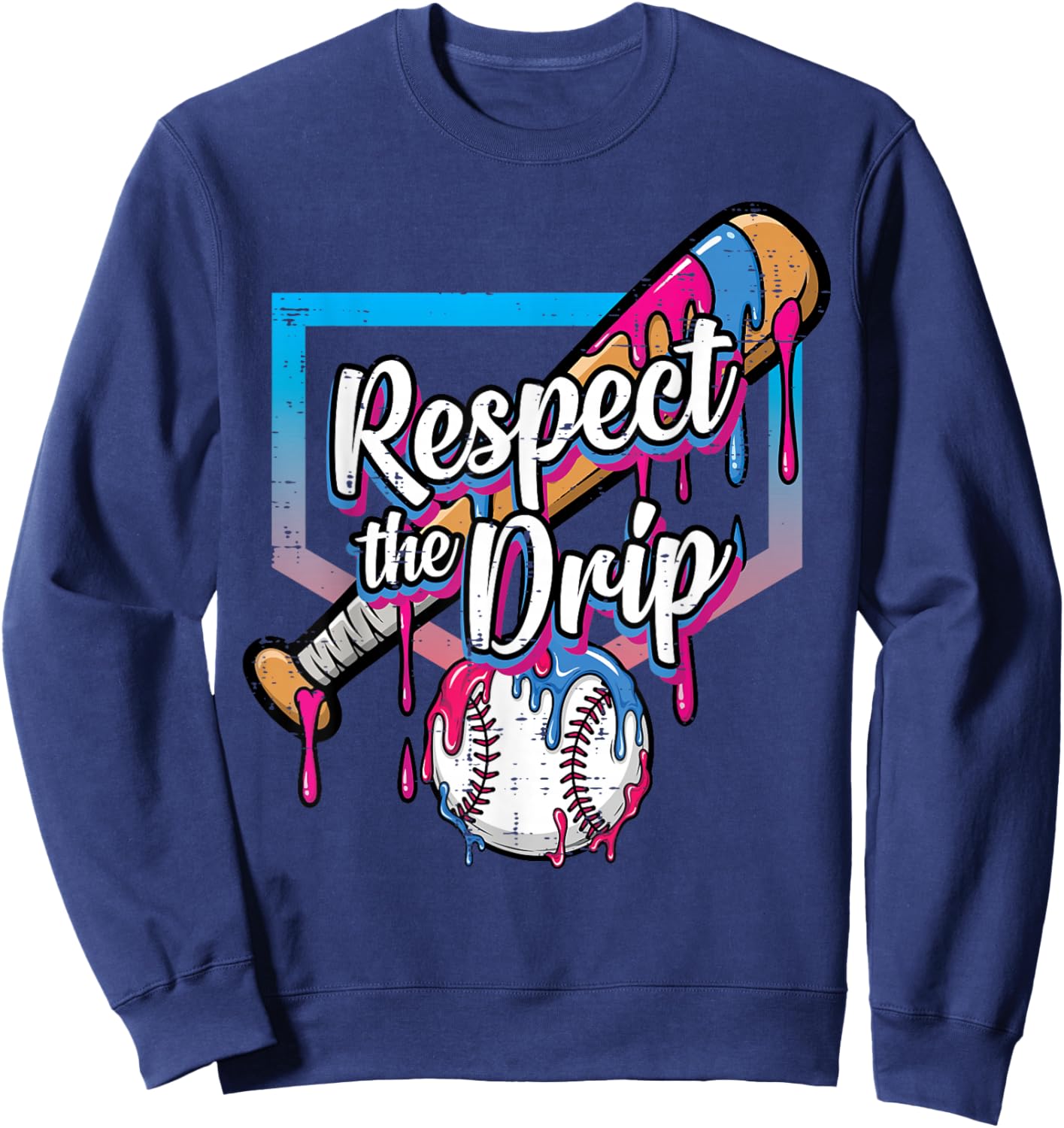 Baseball Respect The Drip Ice Cream Boys Kids Youth Men Sweatshirt - Sweatshirt | Navy