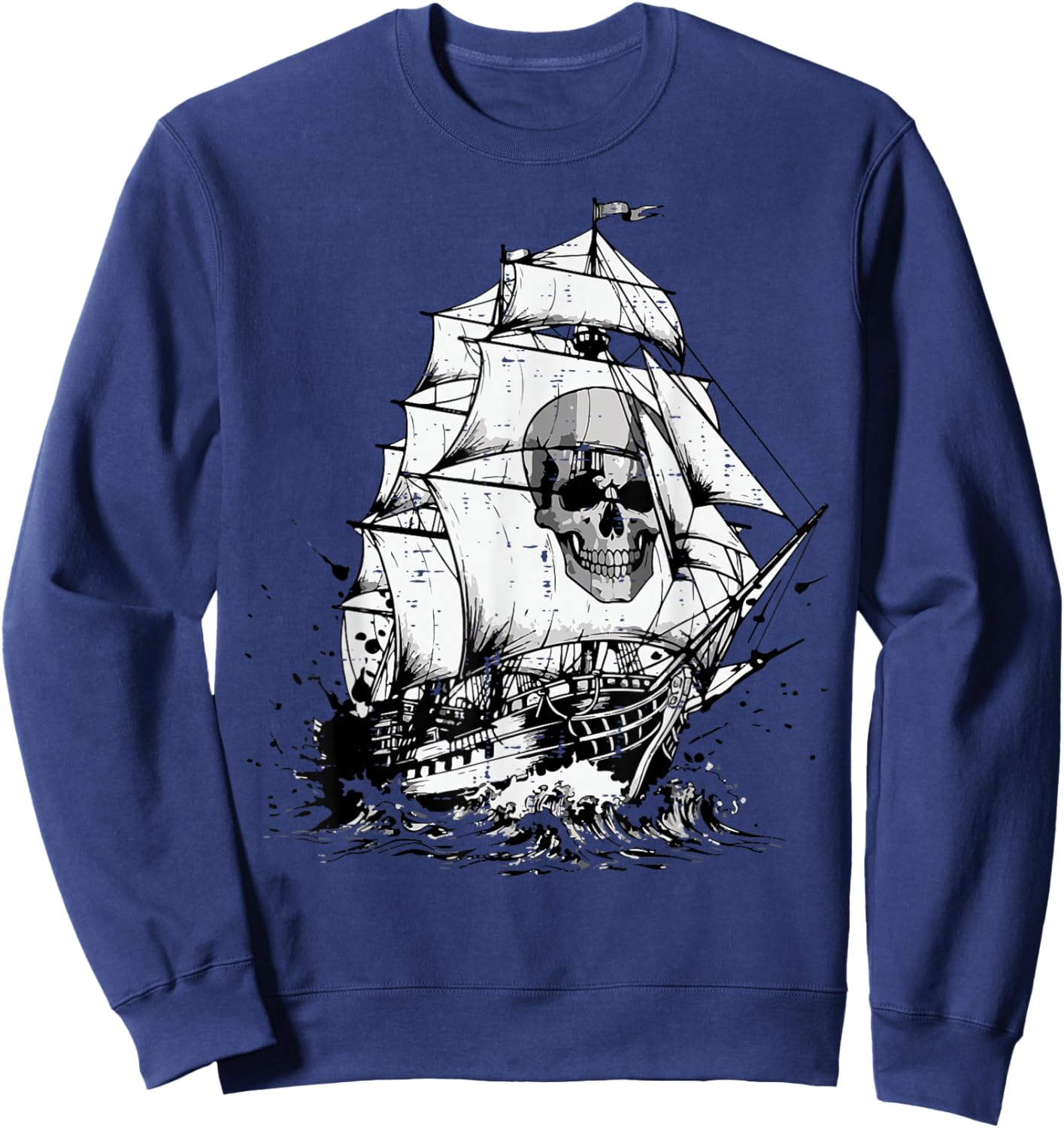 Pirate Ghost Ship Skull Vintage Costume Men Women Boys Kids Sweatshirt - Sweatshirt | Navy